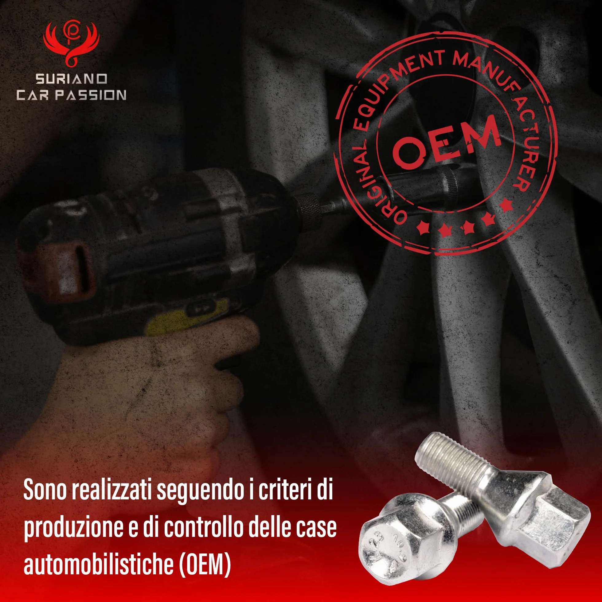 Kit 20 bulloni ruota Compatibili con Jeep Renegade dal 2014 e Compass (solo dal 5/2020 in poi) Fissaggio ruote cerchi in acciaio e in lega M12x1,25