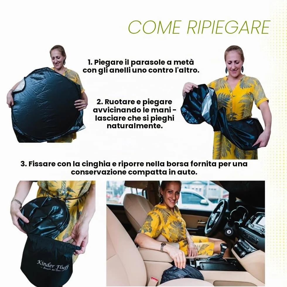 Kinder Fluff Parabrezza Parasole Riflettente Pieghevole Copertura 150x72cm 99% UV Schermo Auto