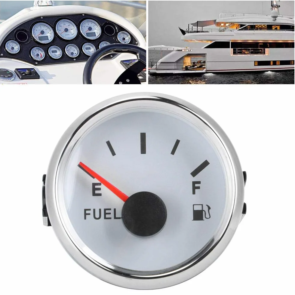 Indicatore di livello serbatoio olio 52mm 2in 0-190ohm per auto barche marine quadrante bianco