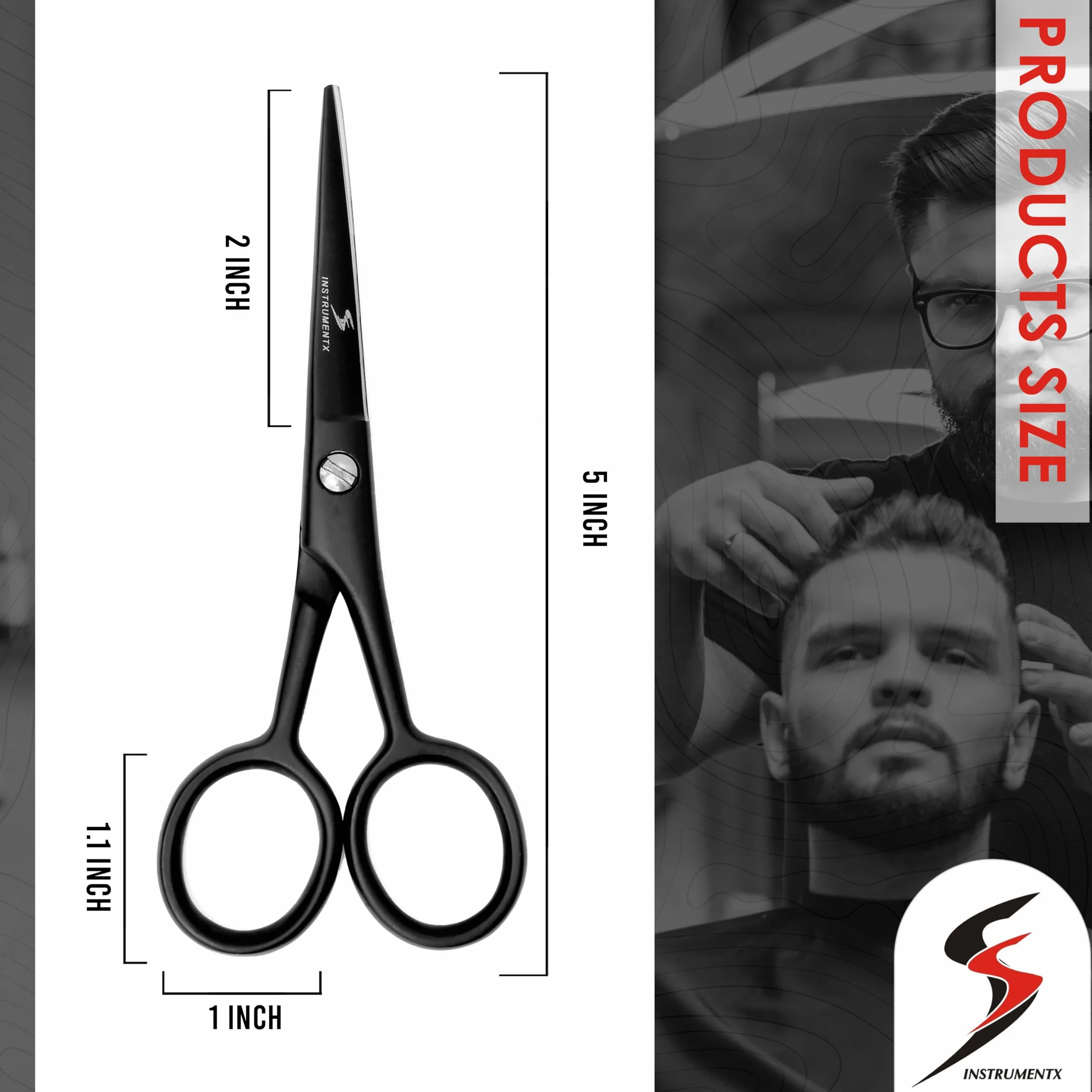 SS INSTRUMENTX Barba e baffi forbici Professionali in acciaio inossidabile per capelli, sopracciglia, ciglia e peli nasali