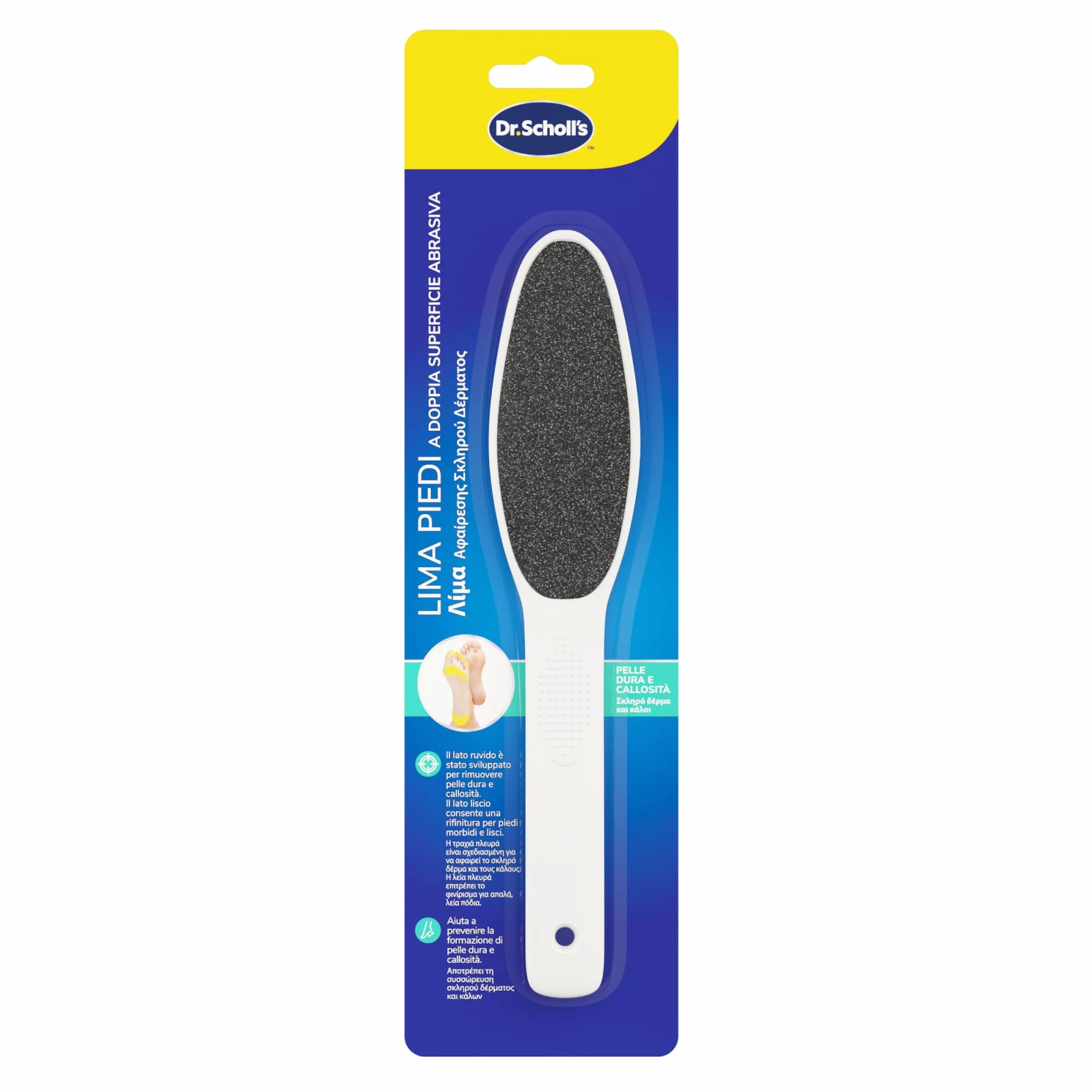 Dr. Scholl's Lima Piedi a Doppia Superficie Abrasiva con Cristalli di Diamante per Calli e Duroni