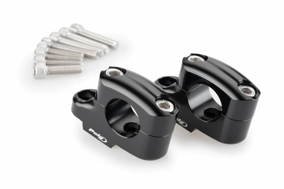 Puig 21751N Riser Pullback rialzo e arretramento del manubrio per migliorare ergonomia e comfort di guida, Nero