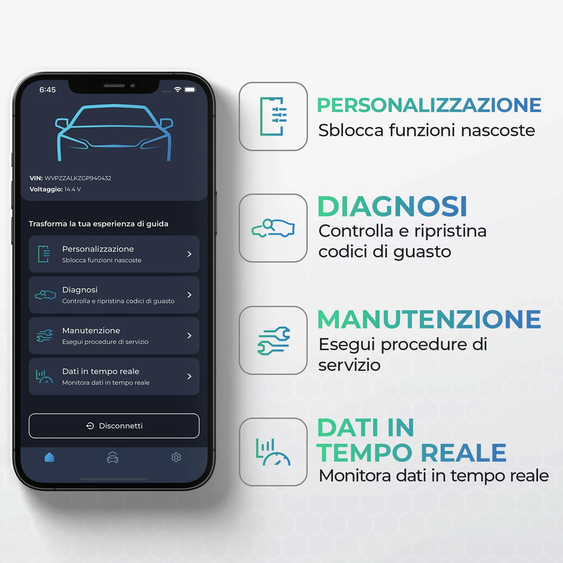 Carista OBD Bluetooth Lettore Diagnosi Codifiche Strumenti Manutenzione Dati Tempo Reale