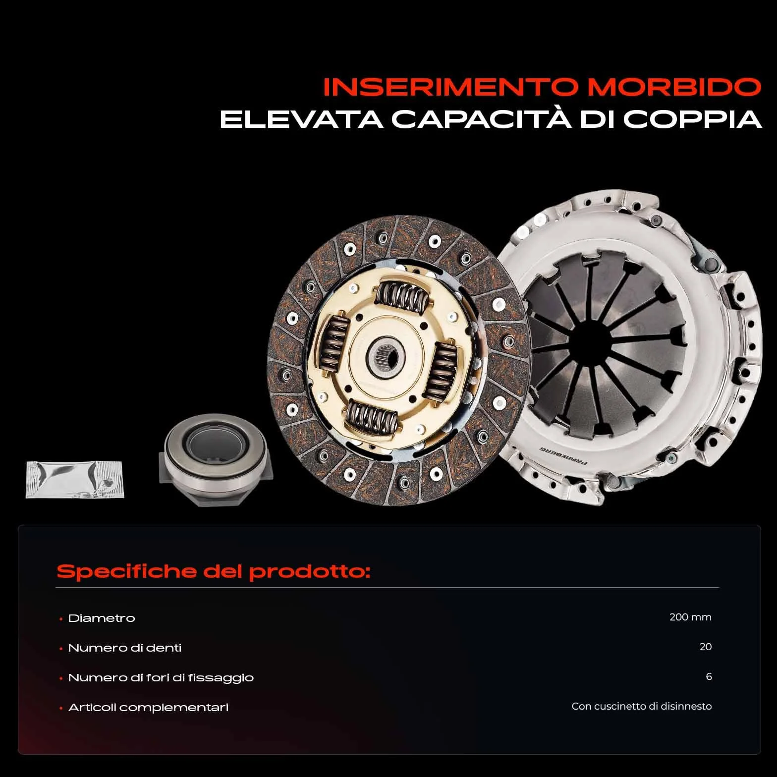 Frankberg Frizione Set frizione Compatibile con 500 312 KA RU8 Punto Evo 199 169 Idea 350 Replace# 828062