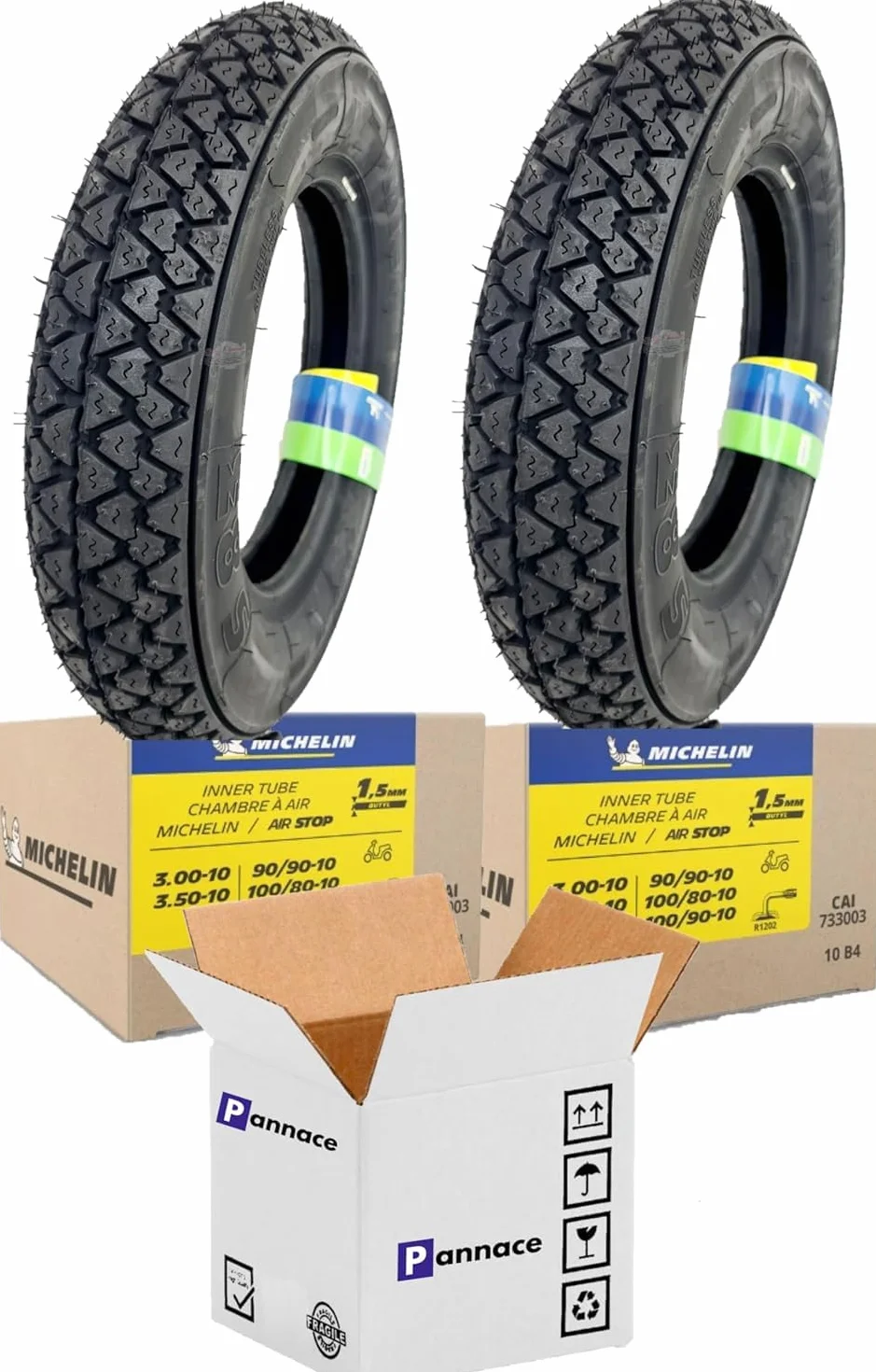 COPPIA GOMME COPERTONI MICHELIN S83 3.50-10 +COPPIA CAMERE D'ARIA VESPA PX LML