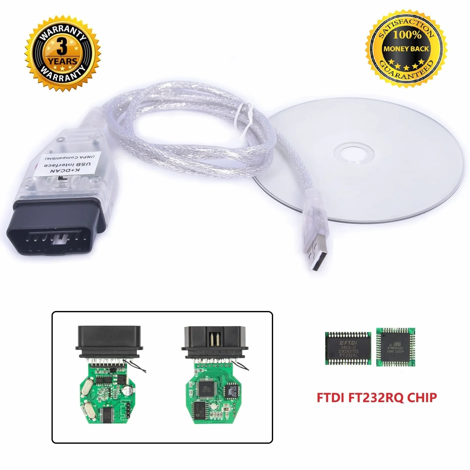 INPA Ediabas USB OBD2 DCAN KD CAN Cable Switch Interface