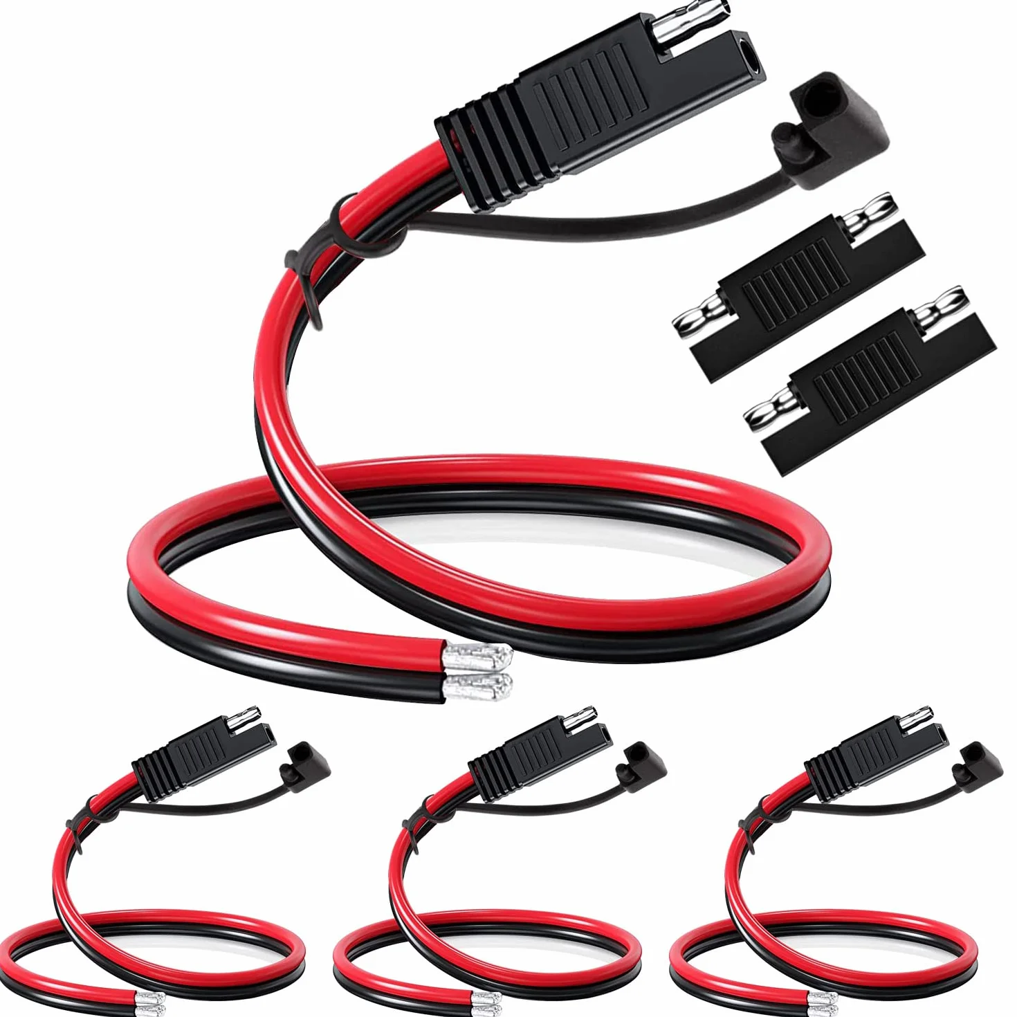 RUNCCI-YUN 4pcs Connettore Cavo SAE 12V Terminale della Batteria 12AWG Cavo Prolunga a Sgancio Rapido Battery Cable,per batterie a pannello solare, per trattori e altri (30cm)