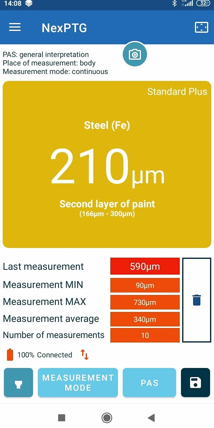 NexPTG Standard Plus Spessimetro con App iOS/Android | Tester professionale spessore vernice auto