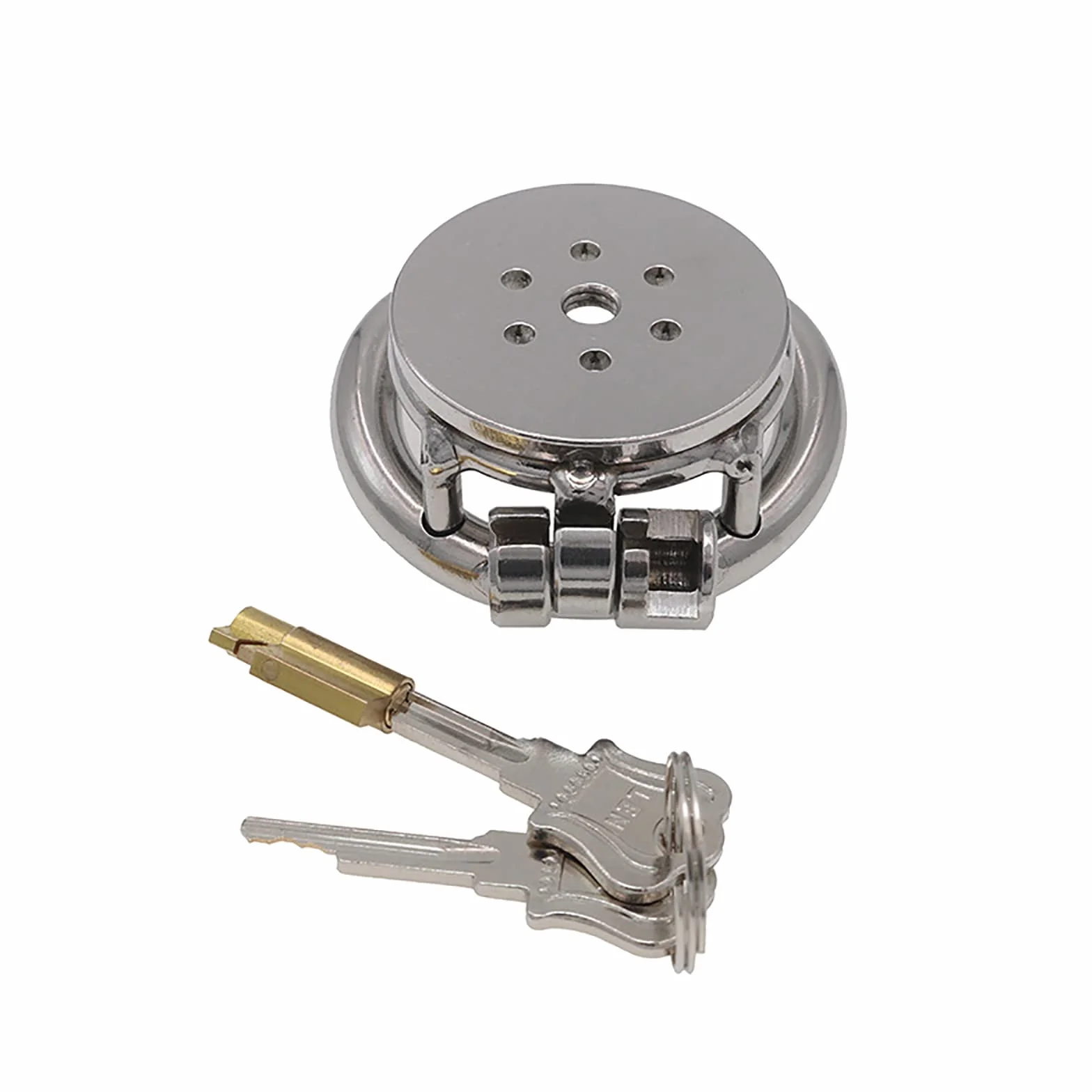 Piatto Chastity Cage Uomo Sex Toy Gabbia Pene Metallo Bdsm Male Chasity Cage (L)