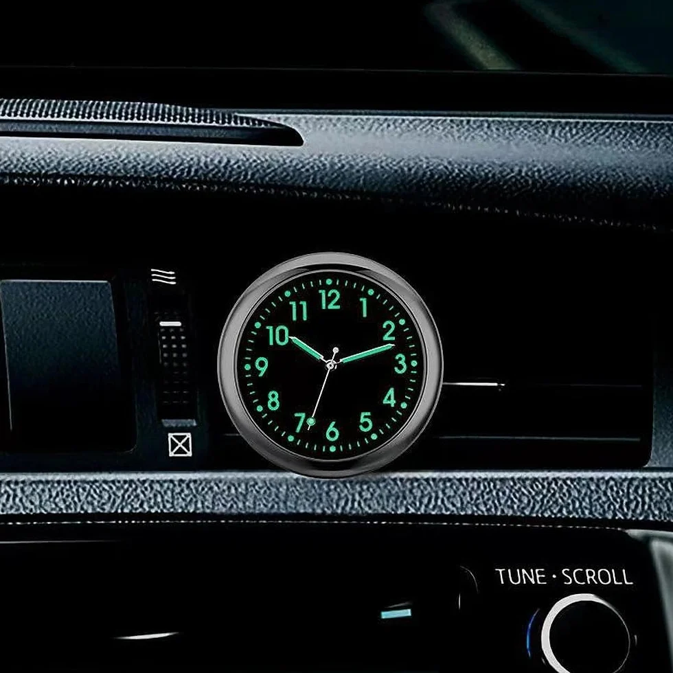 generico Orologio da Cruscotto Auto Analogico Quarzo da 4cm, Quadrante Luminoso al Buio con Disco Adesivo o Clip, per Auto, Moto, Camion