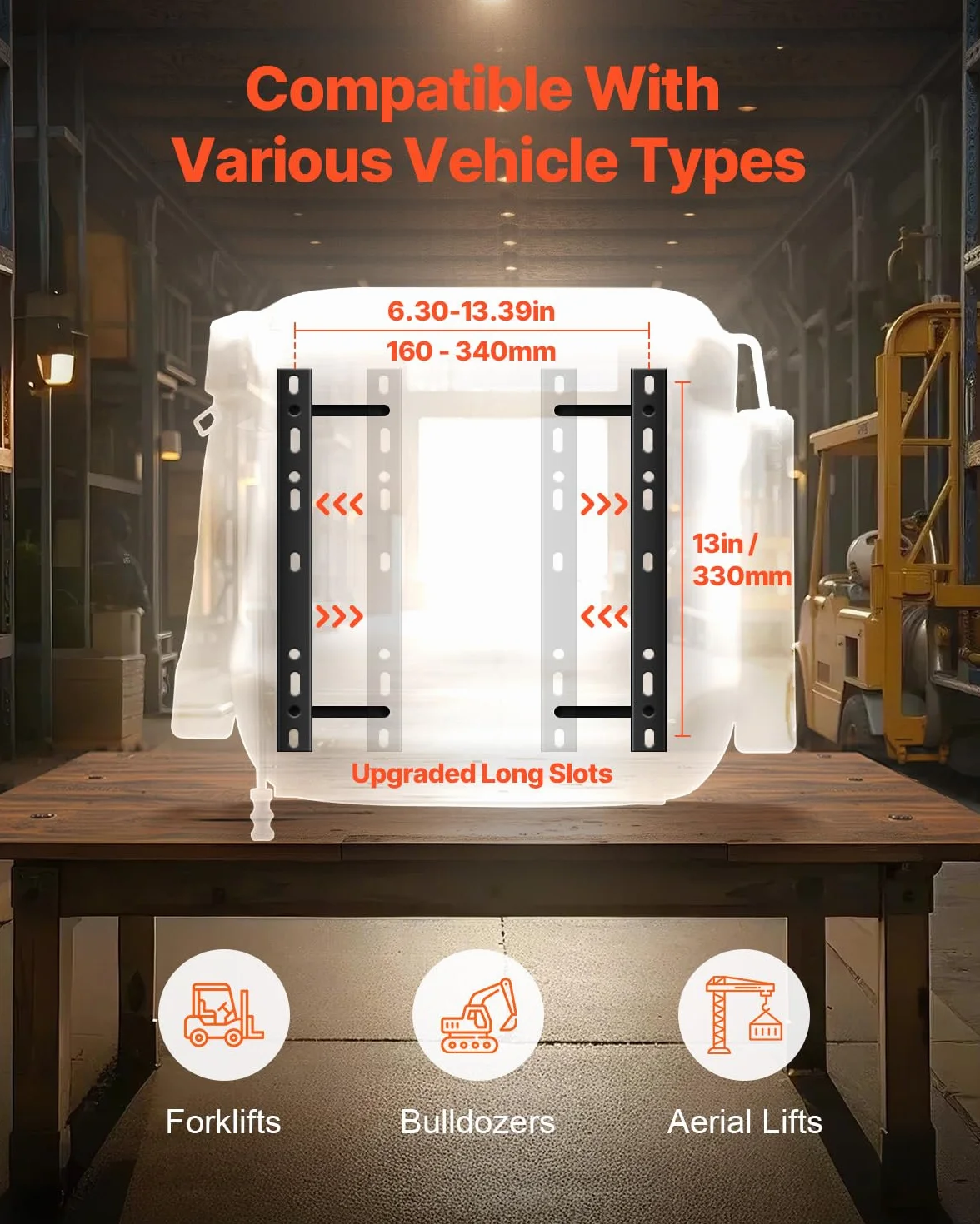 VEVOR Sedile Universale per Carrello Elevatore, con Schienale Regolabile, Bracciolo, Poggiatesta e Cintura di Sicurezza, Sedile Sicuro per Trattore con Microinterruttore, per Tosaerba per Minipale