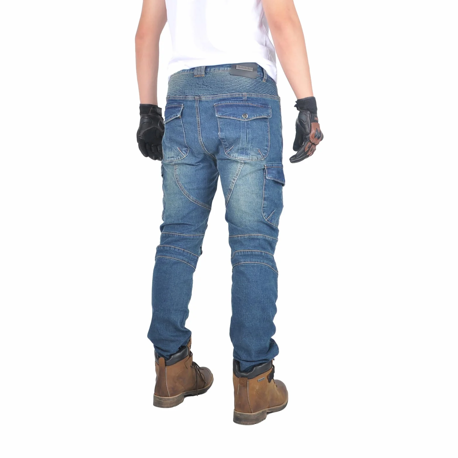 Pantaloni Moto Uomo con Protezioni Jeans Elastico Invernale Estivo