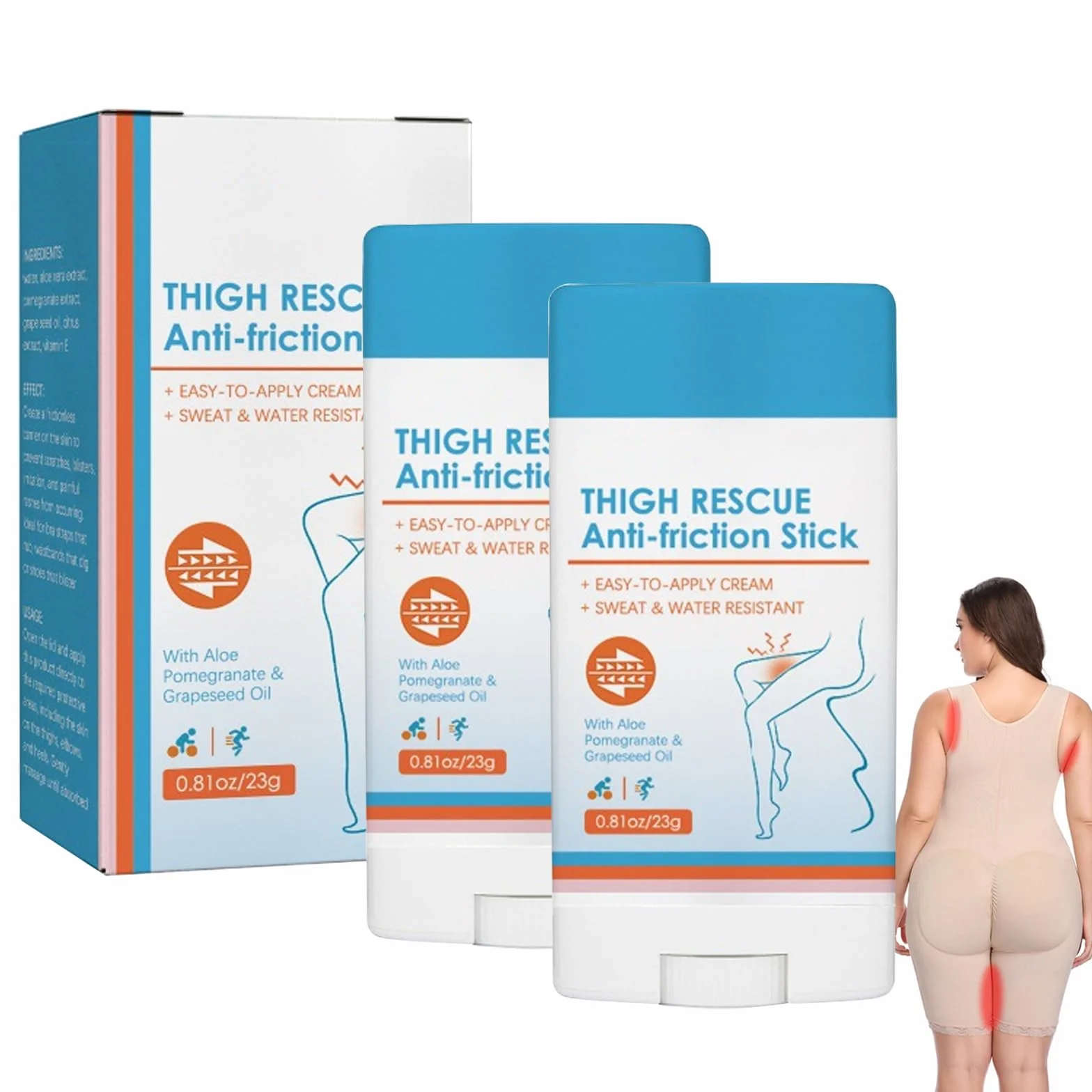 Crema anti-attrito per cosce e piedi, bastoncini anti-sfregamento, previene irritazioni e sfregamenti