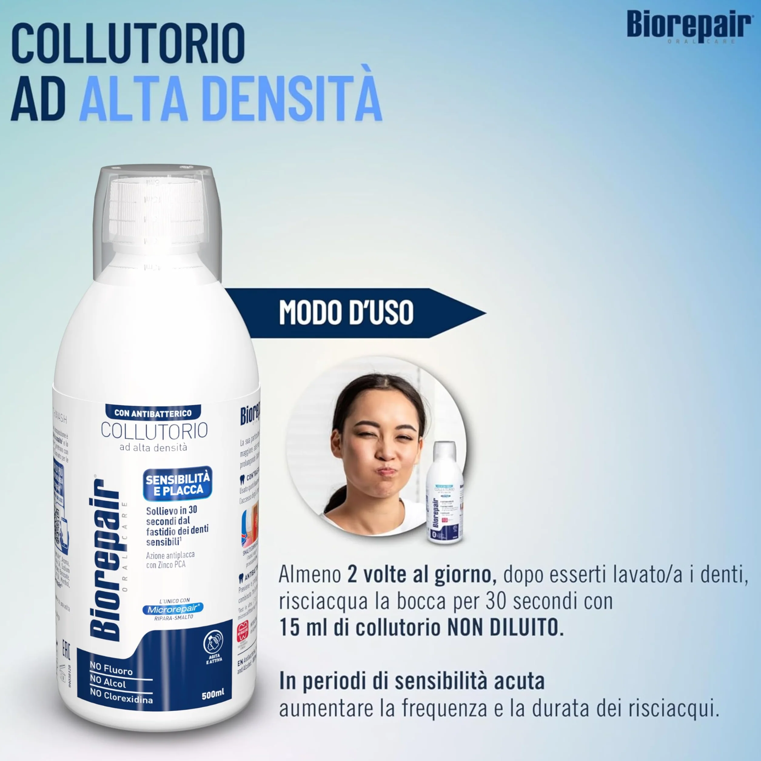 Biorepair Collutorio Ad Alta Densità Sensibilità e Placca 500ml