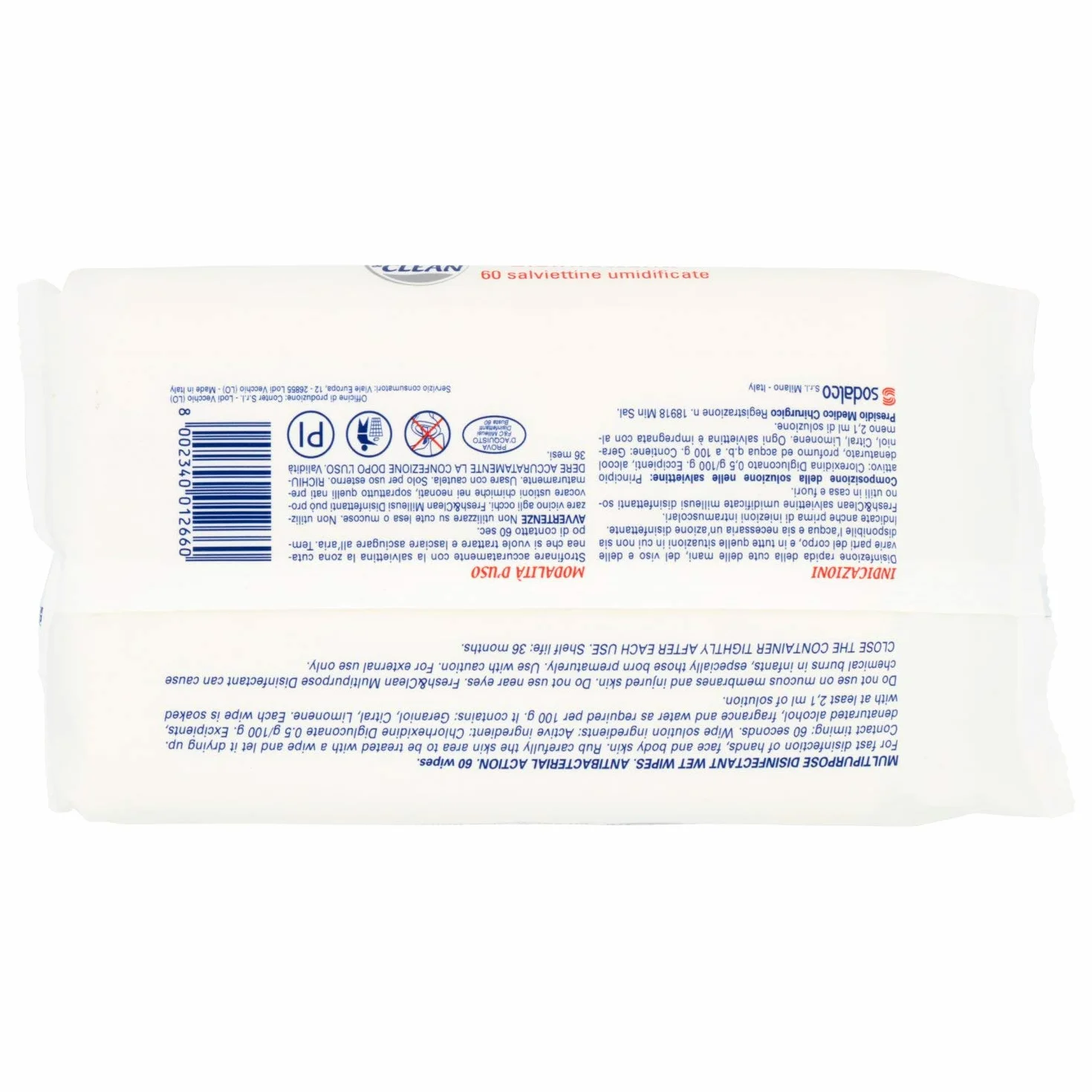 Fresh & Clean Salviettine Milleusi, 60 Pezzi