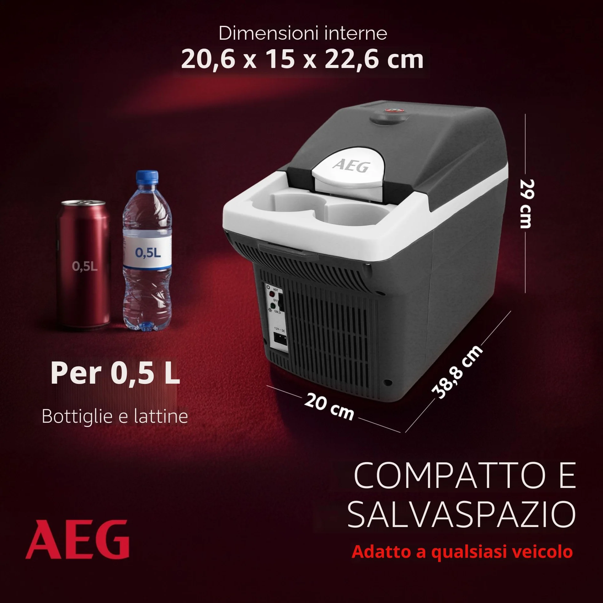 AEG Automotive 10693 Board-Bar BK 6-Contenitore termoelettrico da 6 Litri, 12/230 Volt, Presa, richiudibile in Auto, 6 Liter