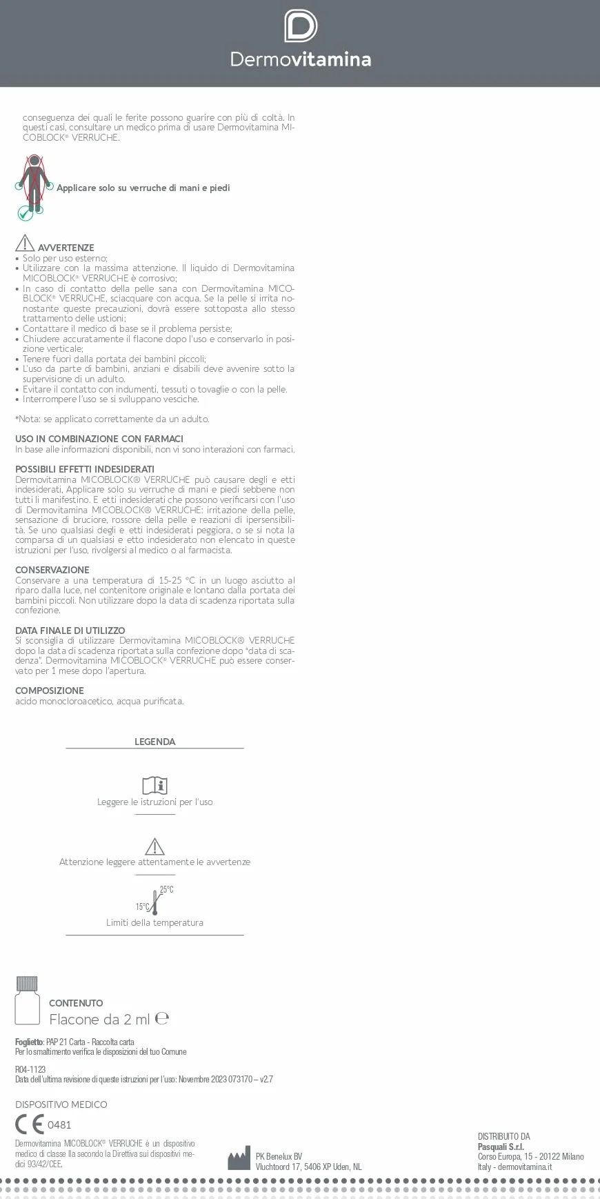 Dermovitamina Micoblock Verruche Cryo 38 ml - Rimozione Verruche per Mani e Piedi - Effetto Crioterapia per Adulti e Bambini 4+