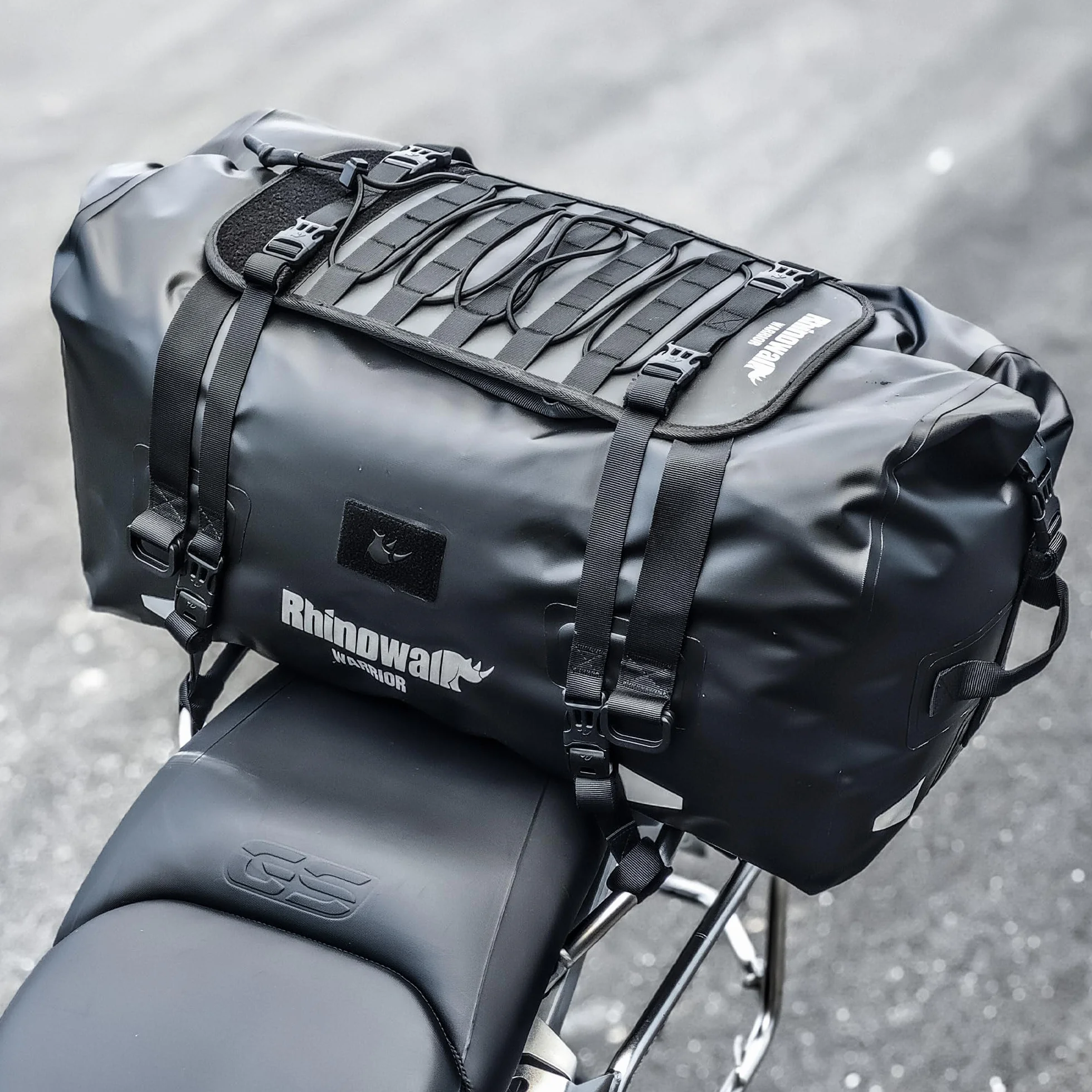Rhinowalk Borsa da sella per moto 65L impermeabile con espansione MOLLE