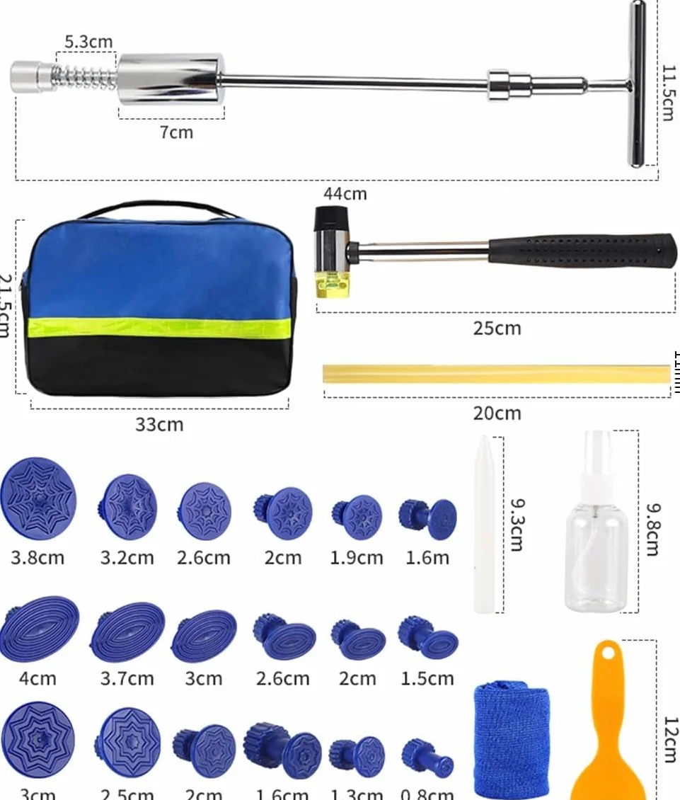 Tirabolli per Carrozzeria Kit Riparazione Ammaccature Levabolle Auto Moto Estrattore Ventosa Rimozione Grandine
