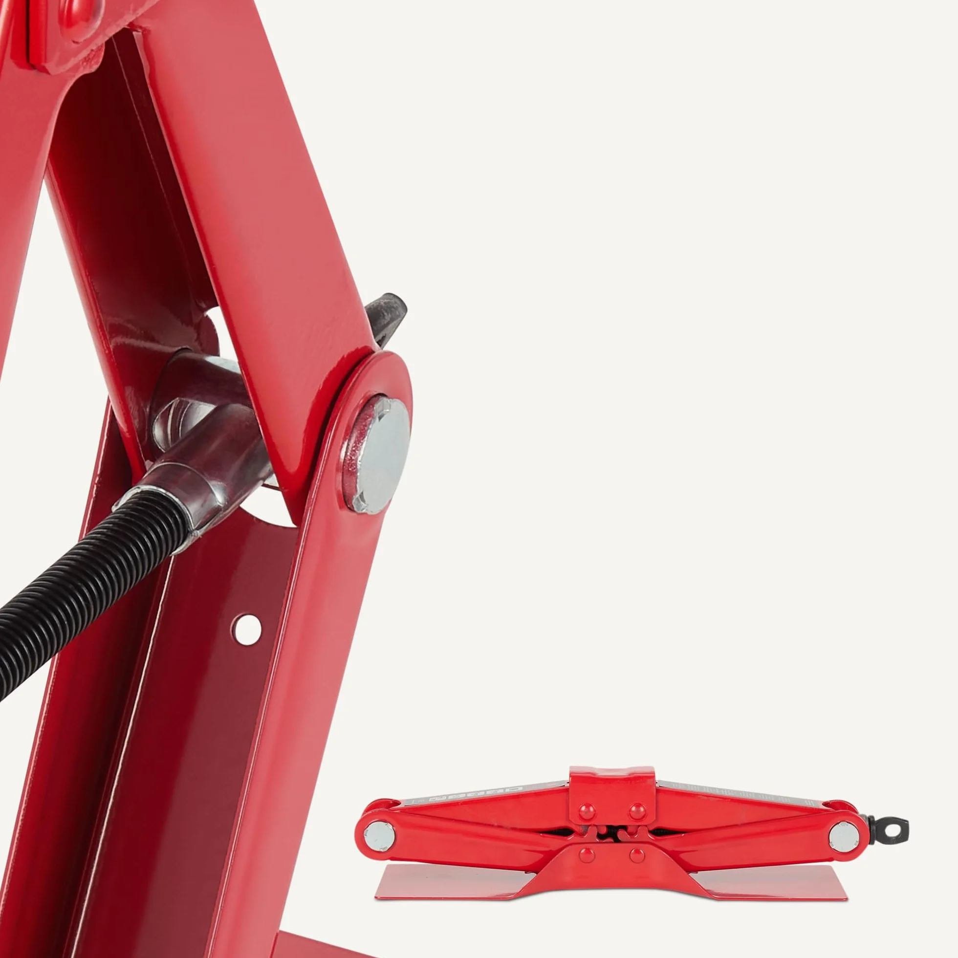 Amazon Basics Forbice e Presa Portatile per Auto, Capacità 1,65 Tonnellate, Rosso