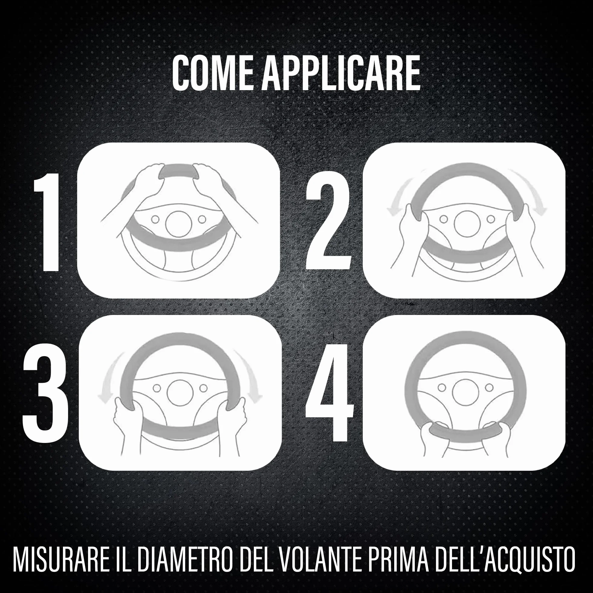 CAR PASSION Coprivolante Auto Universale in Microfibra Antiscivolo, Resistente ed Elastico - Design Sportivo per Volanti 37-38 cm - Comodo e Facile da Installare (Nero)