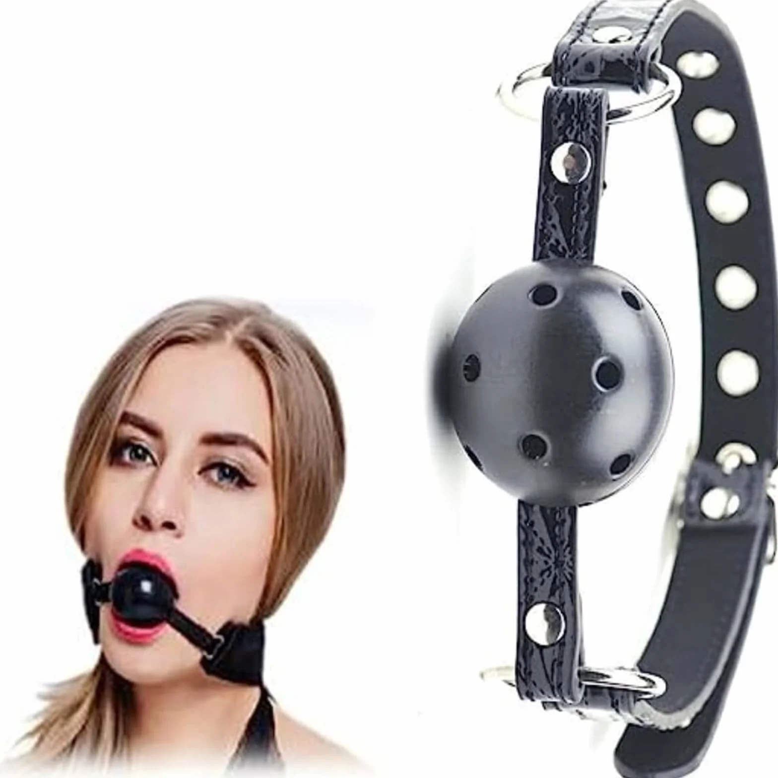 Black Ball Mouth Sports Silicone Traspirante Perforato Gioco di Ruolo Collaborativo