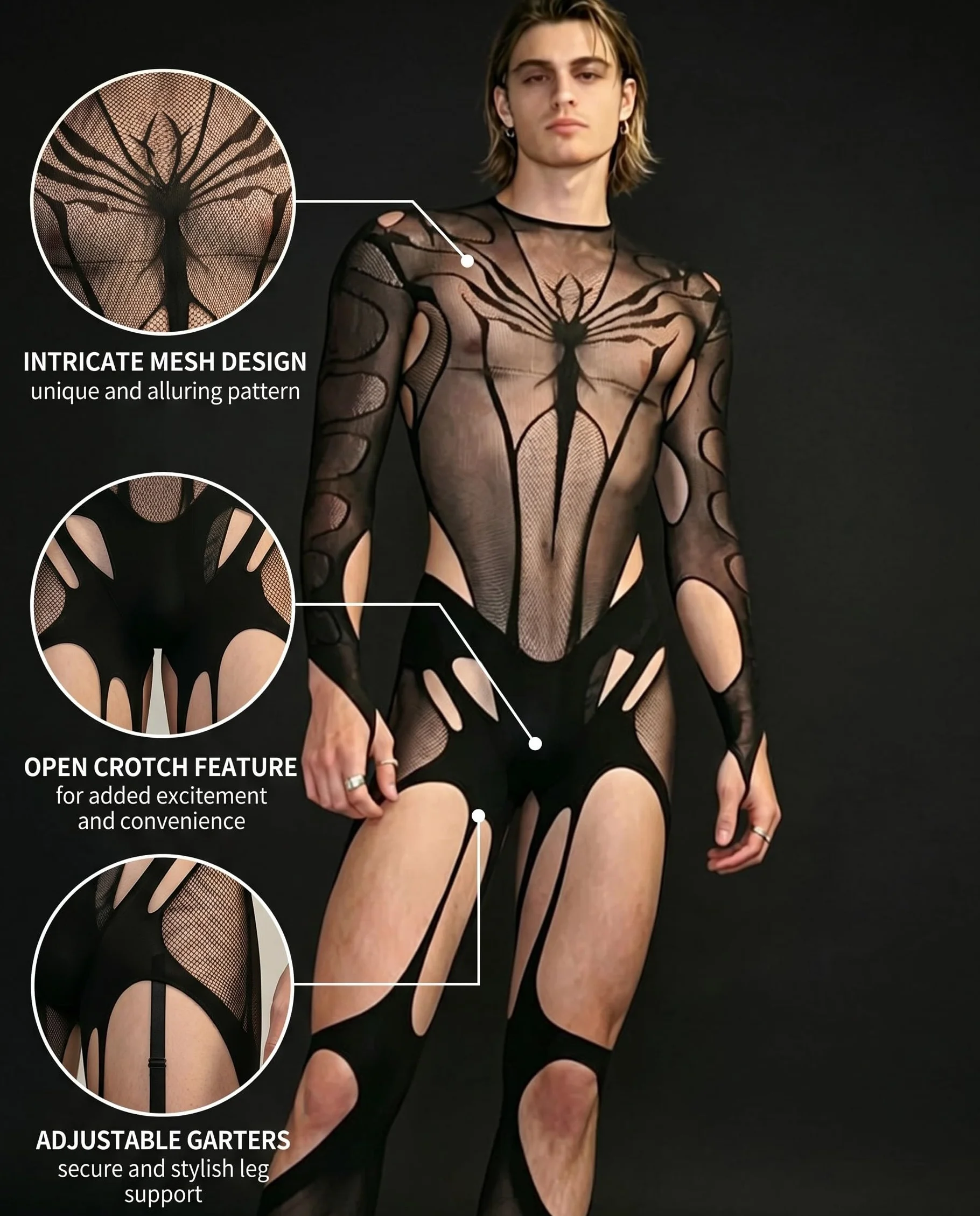 Collant da uomo Vedere Attraverso Nudo Lingerie Calze con Guaina Senza Cuciture Chiuso, calzamaglia termica