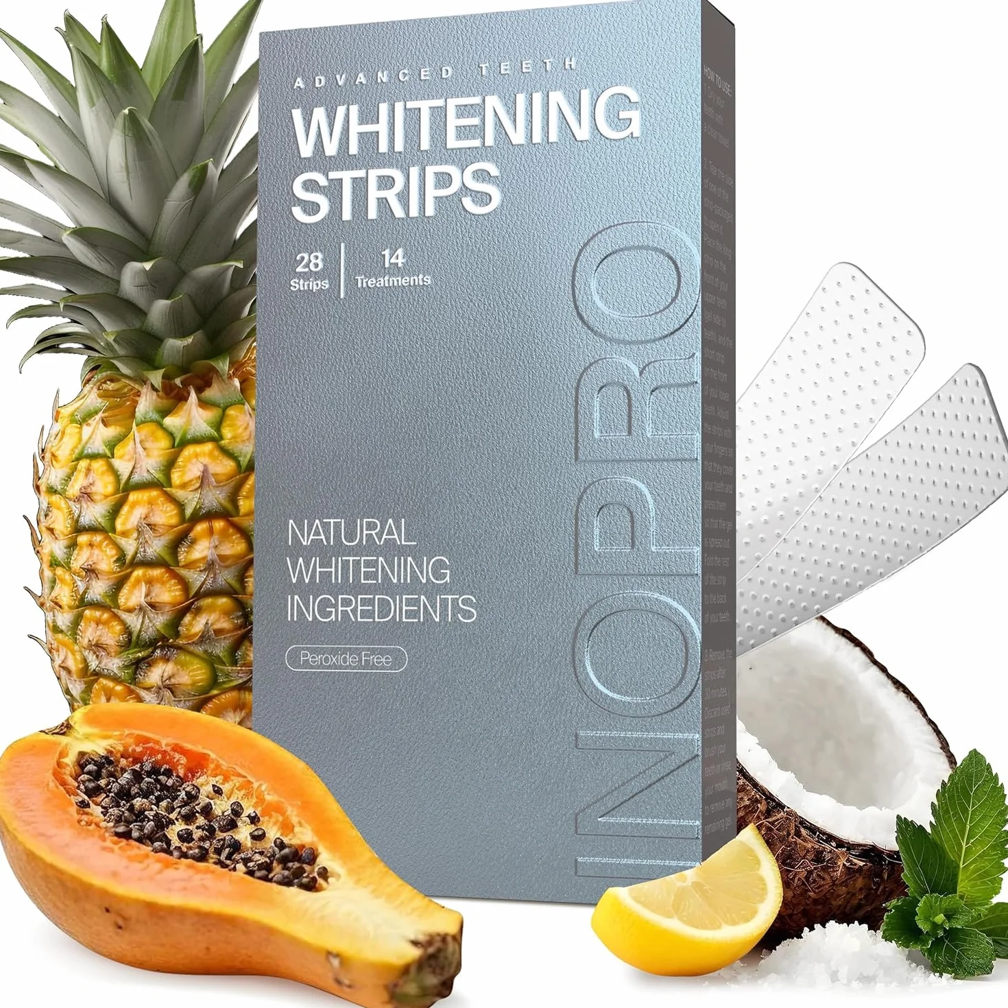 InoPro Kit strisce sbiancanti denti 14 trattamenti senza perossido smalto sicuro