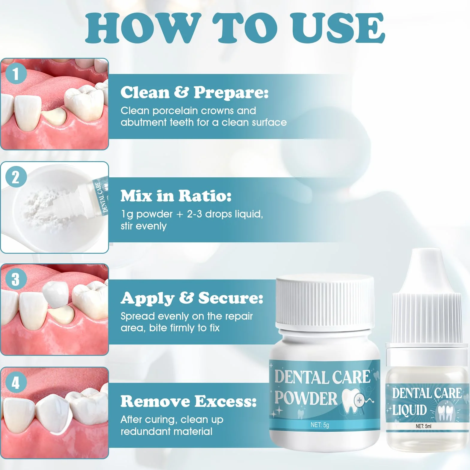 Cemento Dentale Definitivo per Ponti, Capsule e Denti a Perno