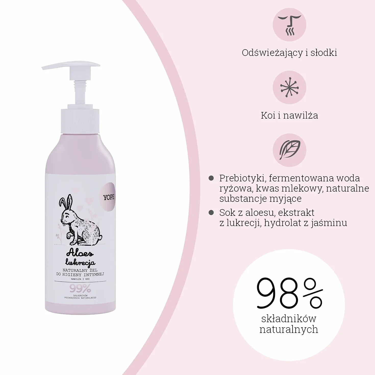 YOPE Detergente Intimo Naturale Aloe e Liquirizia pH 4 con Prebiotici 300 ml