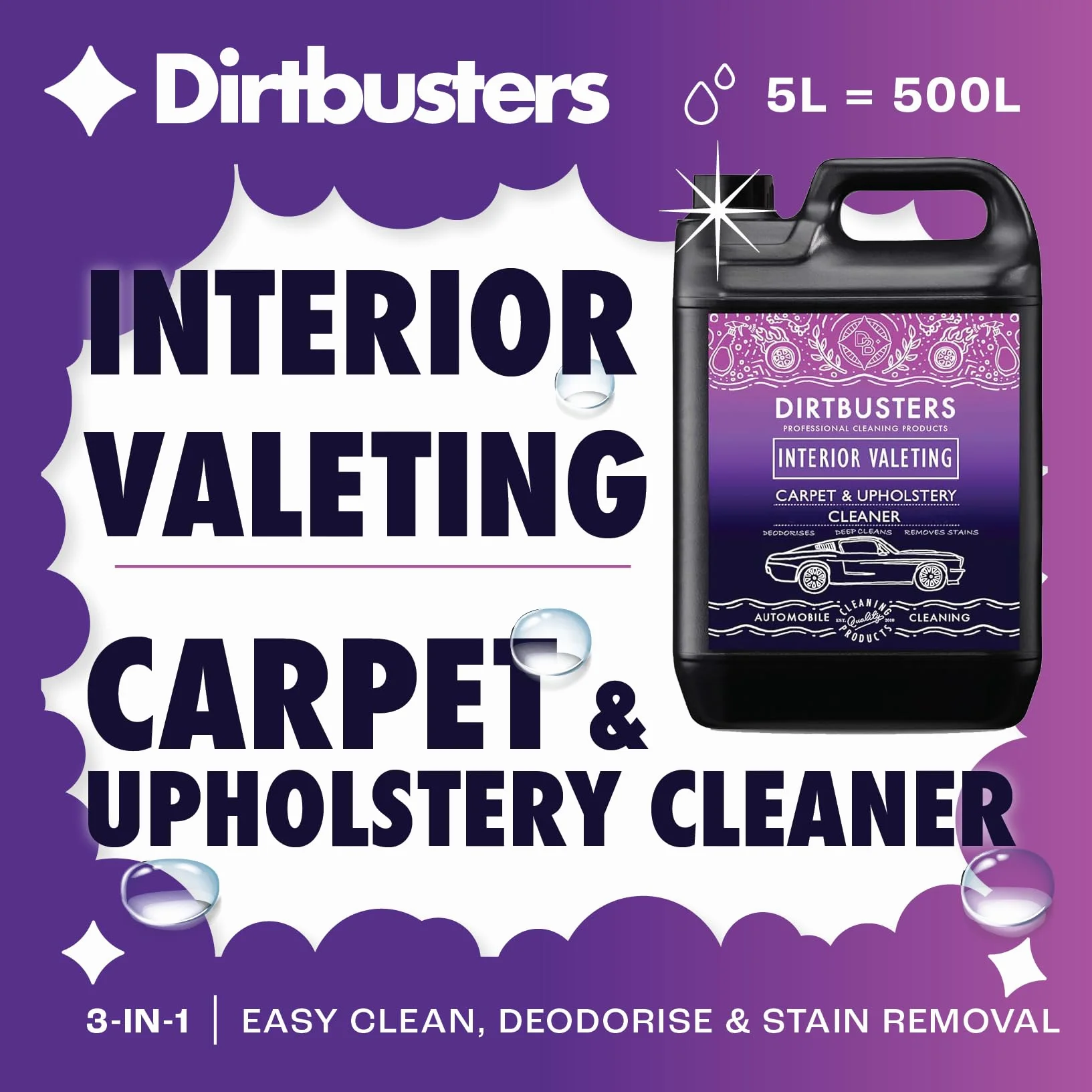 Dirtbusters Shampoo detergente per moquette e tappezzeria auto 5 l