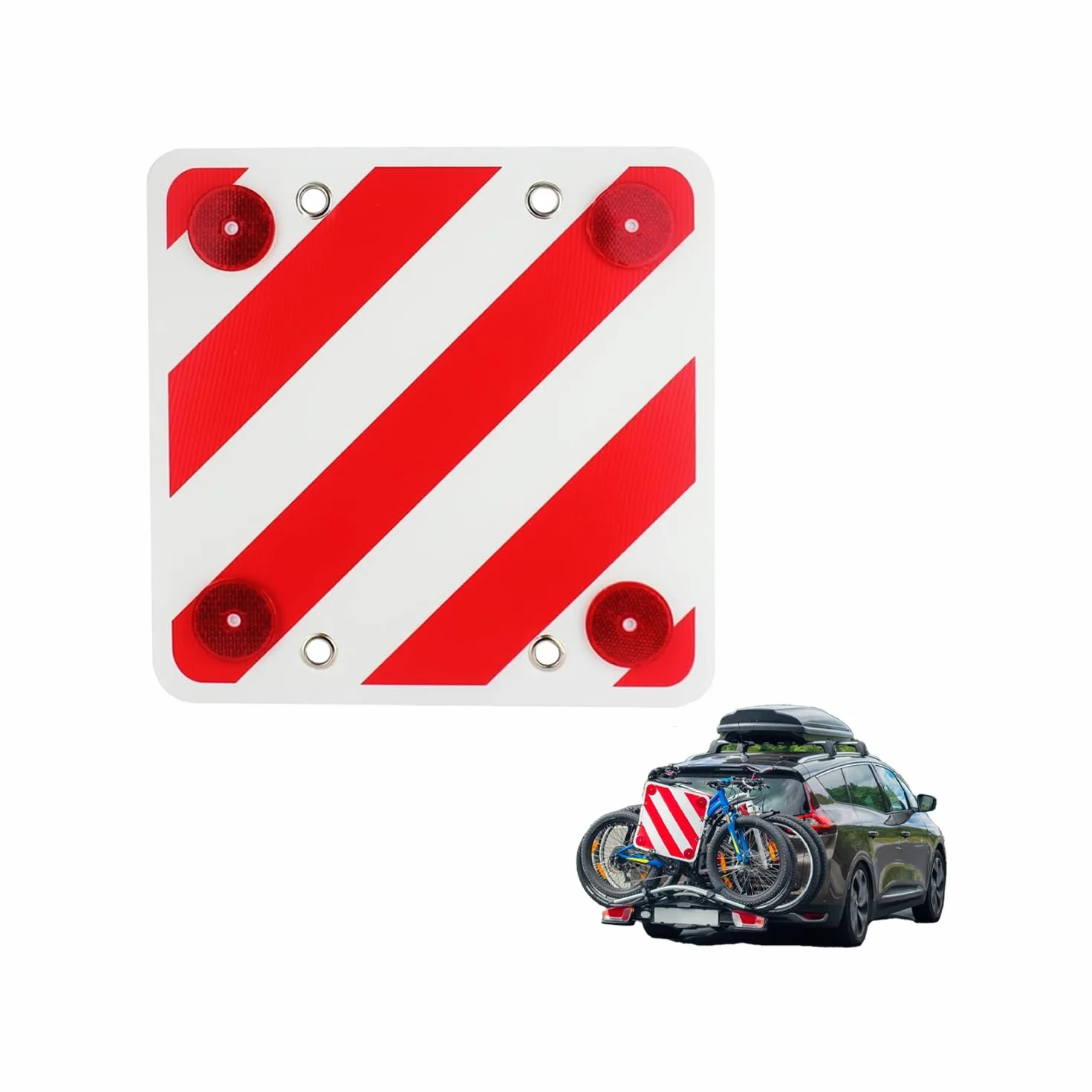 Catarifrangente Avilia Segnale Carico Sporgente 50x50cm Rosso e Bianco per Camion e Rimorchi Polipropilene