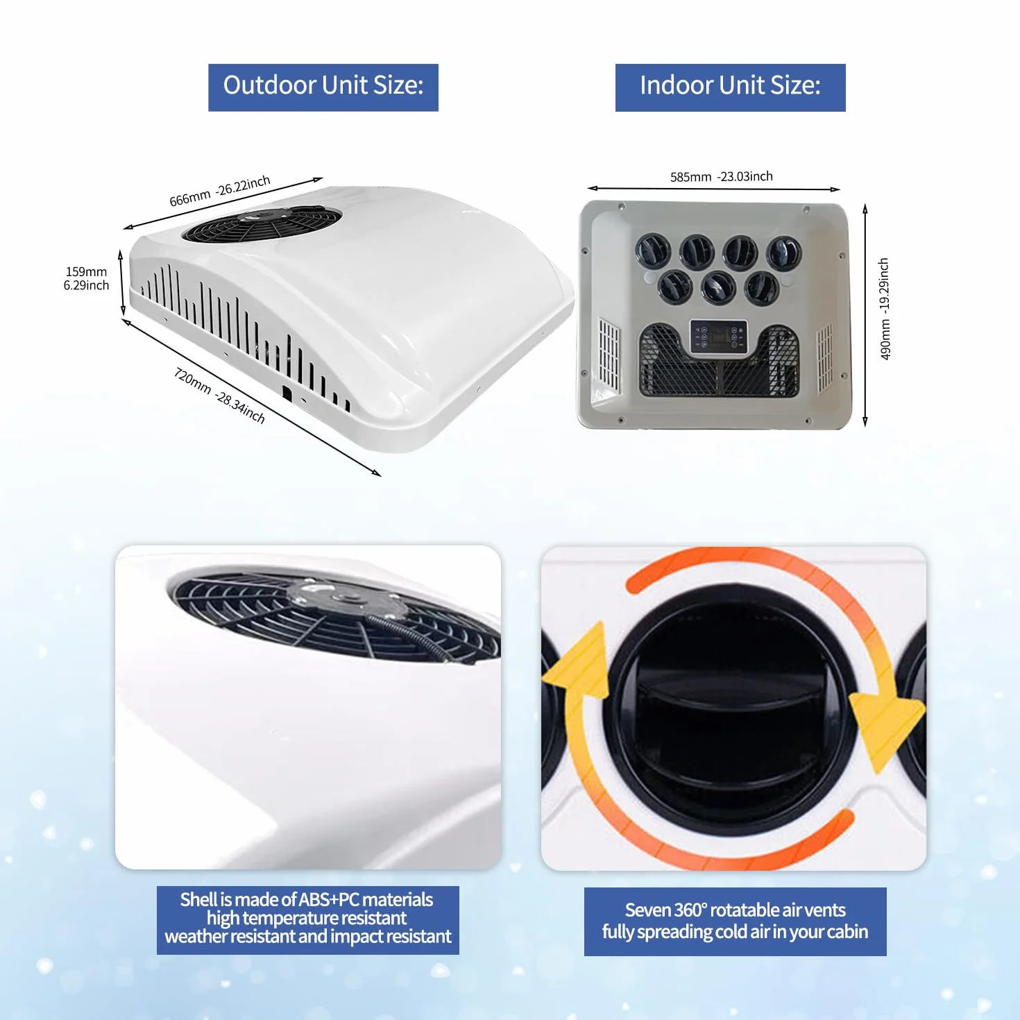 Condizionatore d'aria 8800 BTU 12V per camper parcheggio