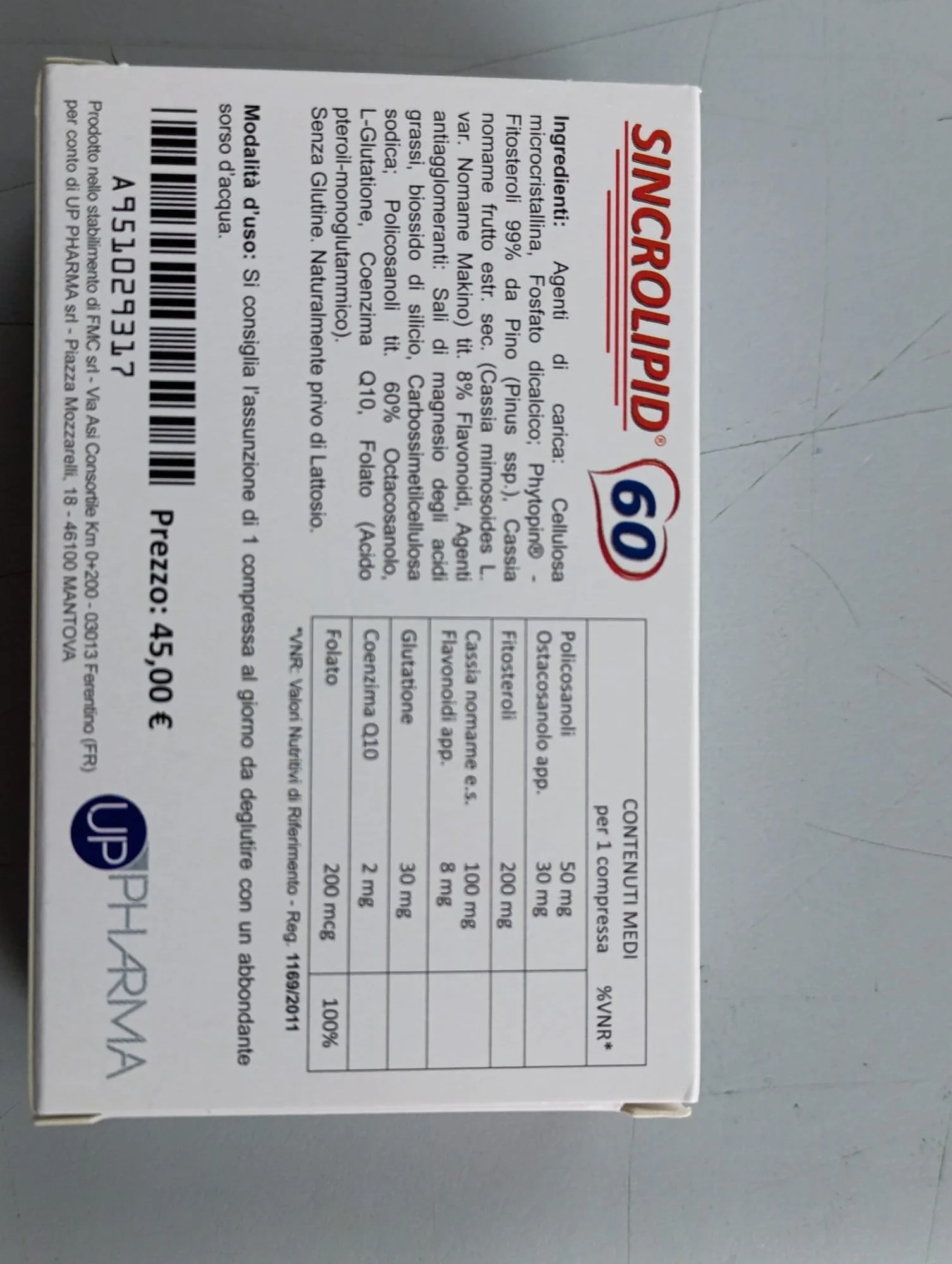 SINCROLIPID 60 compresse integratore alimentare metabolismo lipidi