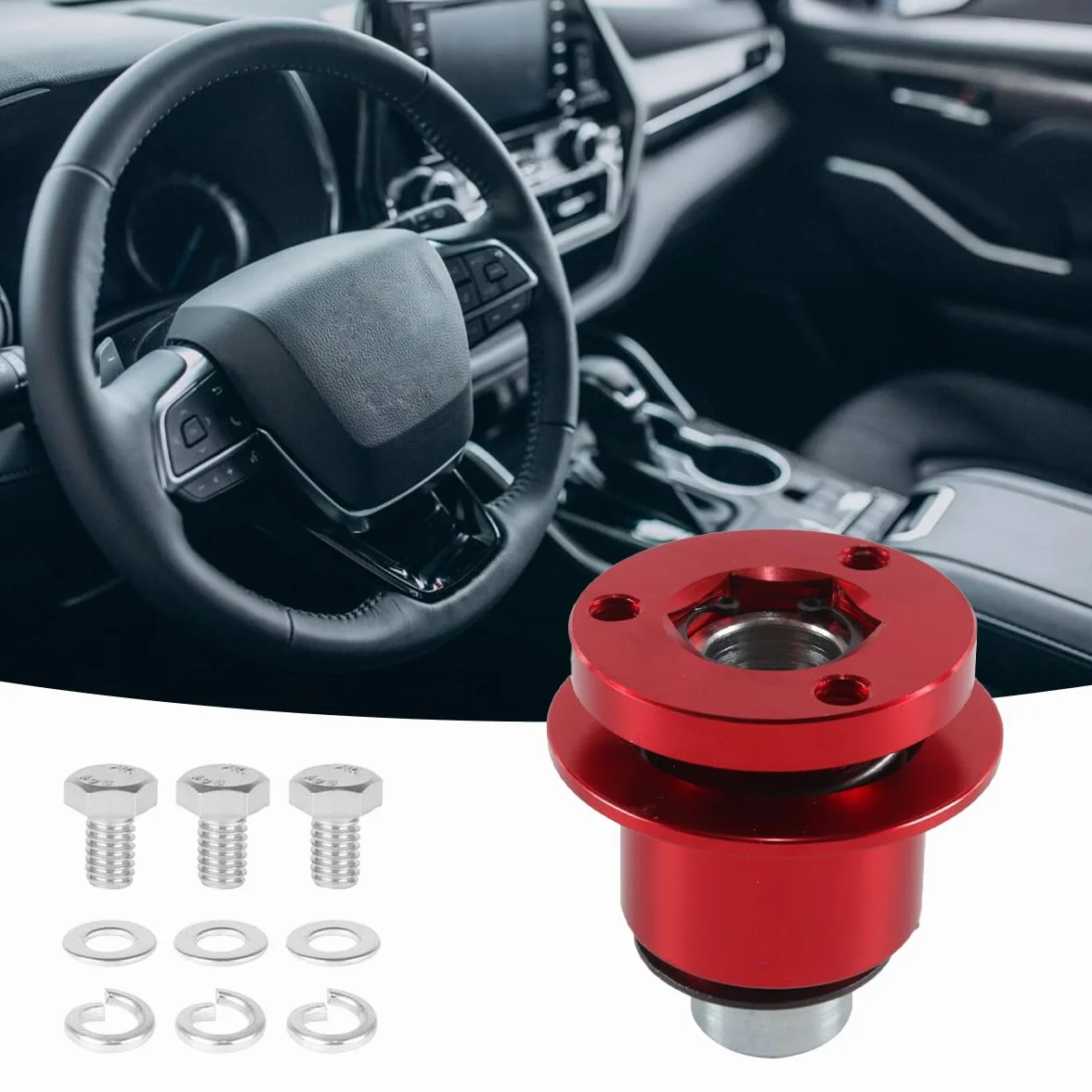 Alide Mozzo a sgancio rapido per volante, 3 fori, rimozione rapida, strumento universale a 360° rosso