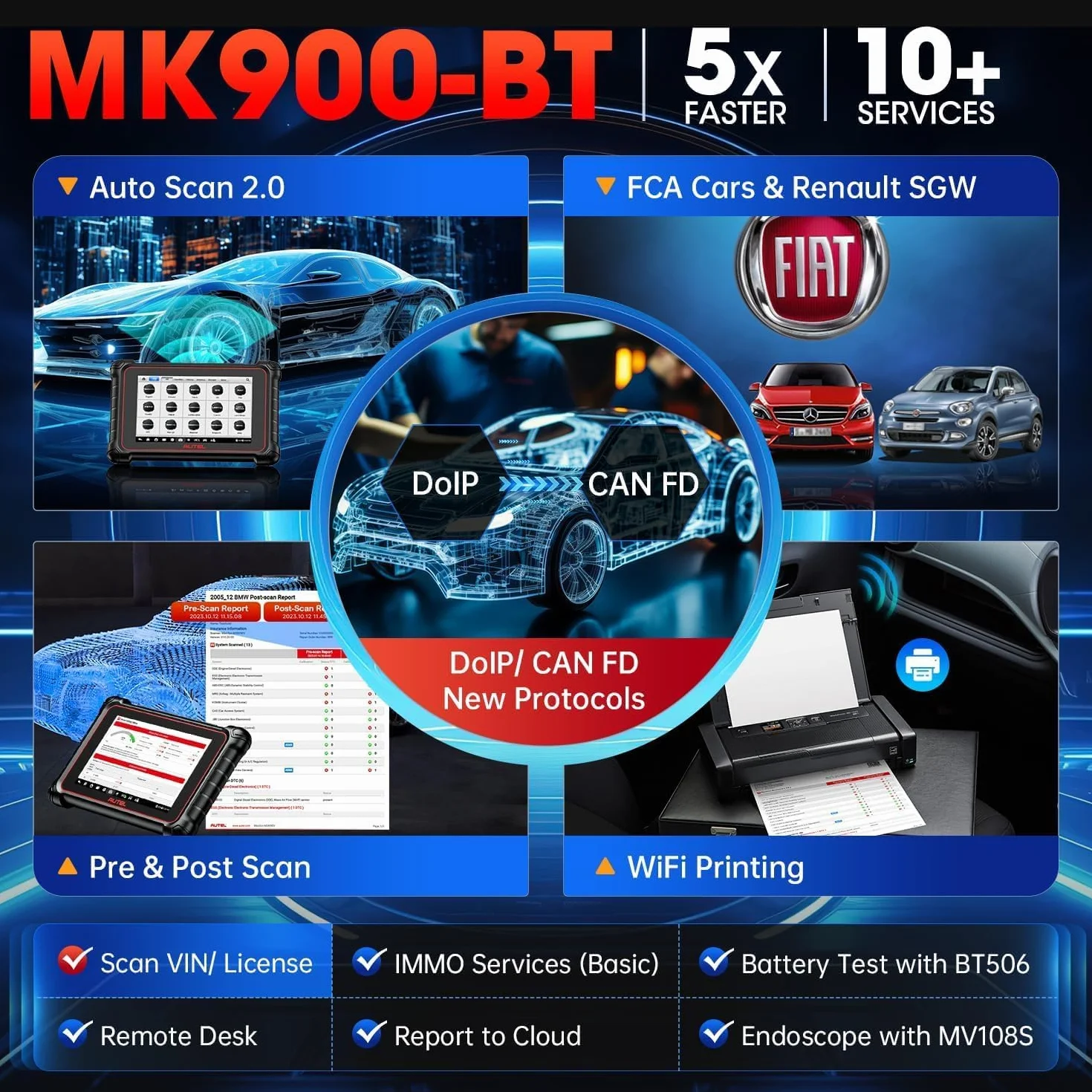 Autel MaxiCOM MK900BT OBD2 Diagnostica 2026 MK900-BT Bidirezionale Scanner CANFD DOIP OS11