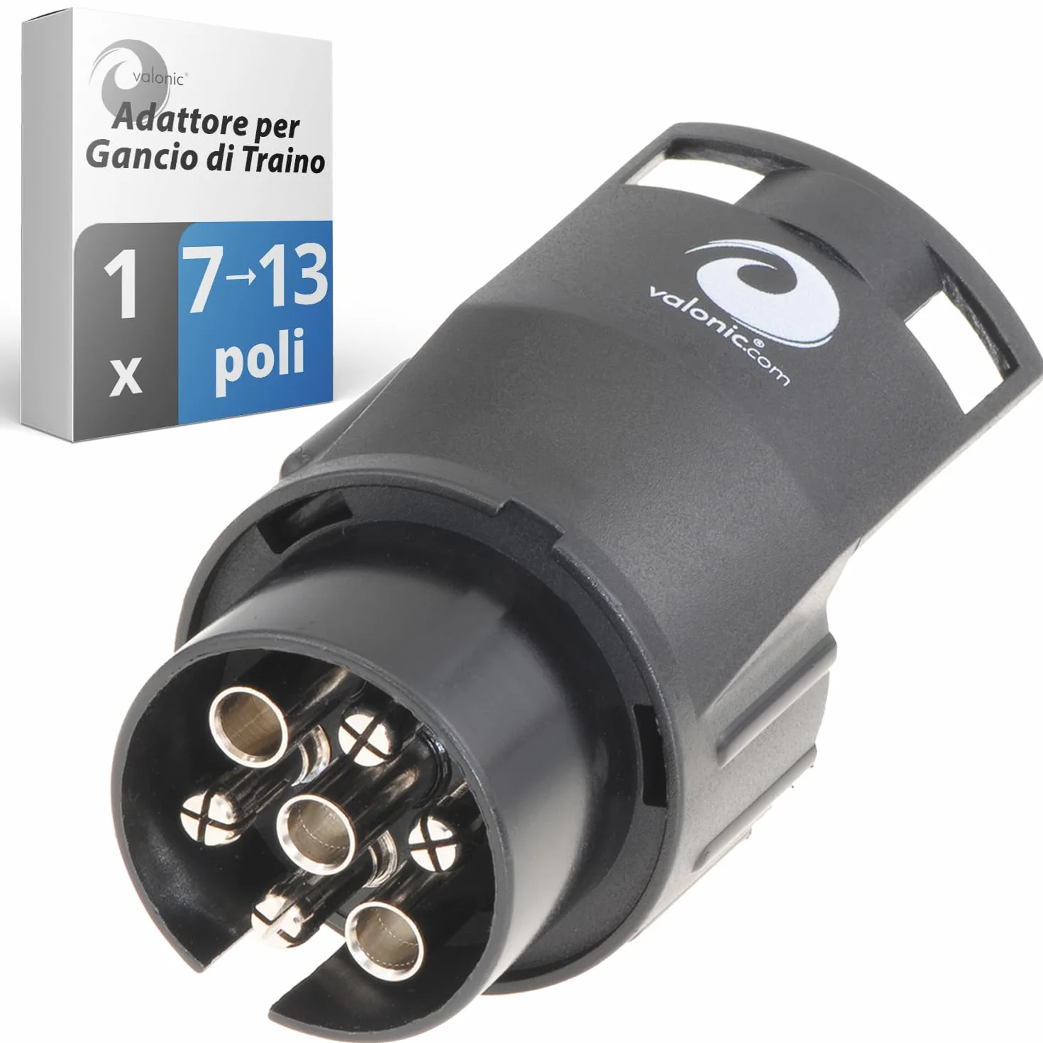 Valonic Adattatore 7 a 13 Poli per Gancio di Traino Nero