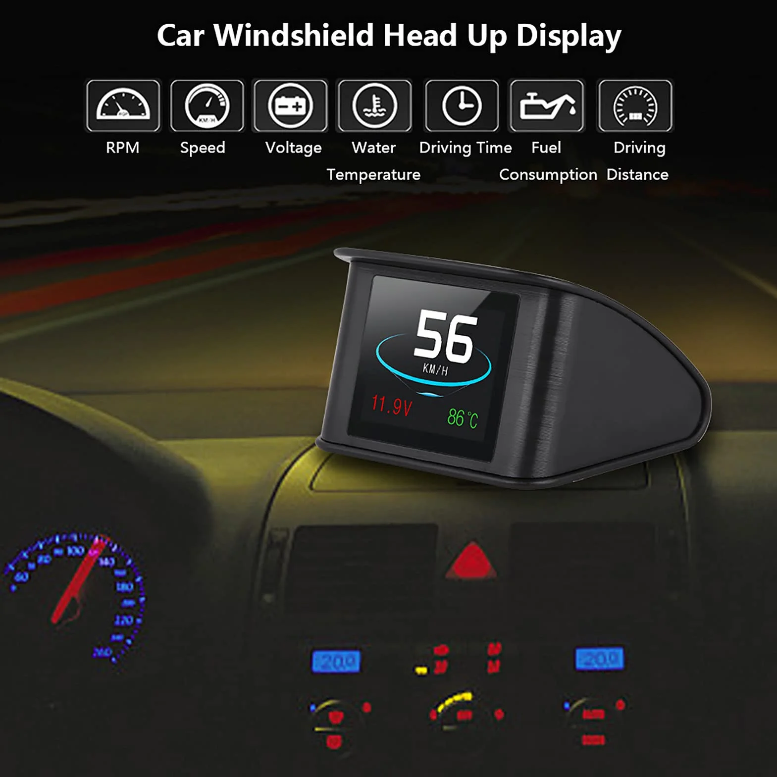 DEWIN HUD OBD2 Head up Display per auto, P10 tachimetro GPS Tachimetro Digitale GPS per Auto OBD Car Head-up Display con allarme di velocità eccessiva voltmetro avvertimento