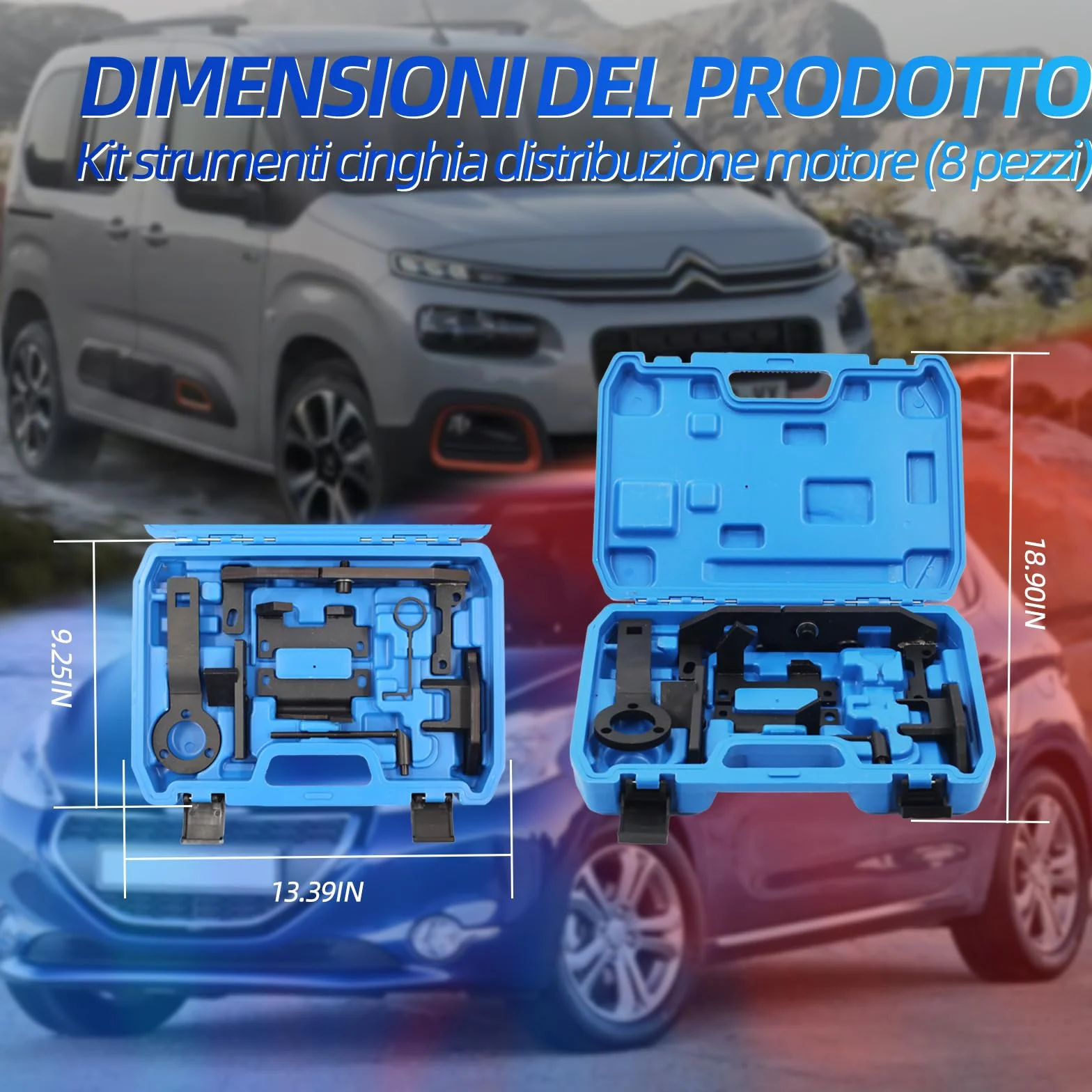 Set di attrezzi di regolazione del motore, cinghia dentata per motori a benzina 1.0 e 1.2 VTi, adatto per Citroën, Peugeot, Opel, Toyota, PSA EB0 (ZMZ), EB2 (HMZ), OEM 0109-2A 0109-2B