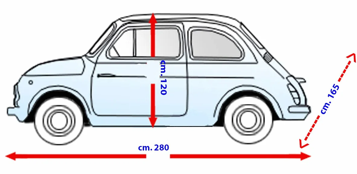Copriauto Telo Felpato Copri Auto per 500 Epoca D - F - L - R dal 1957 in poi adattabile verifica le misure cm. 280 x 120 x 165 copertura impermeabile - 78559