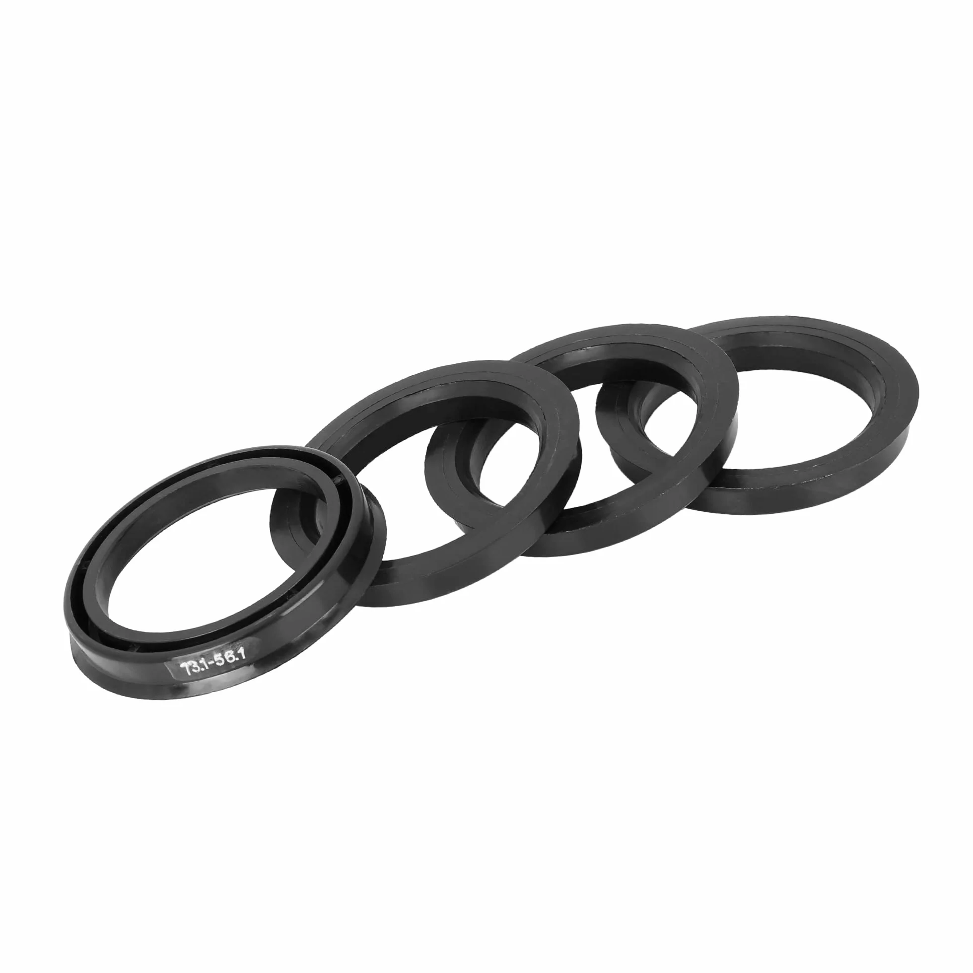 ABSOPRO Mozzo Centrale Anelli 73,1mm a 56,1mm Plastica Nero Set di 4