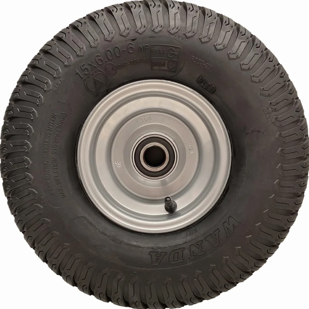 Pneumatico Ruota per Tosaerba 15x6.00-6 P332 4 Strati Mozzo 65 mm Cuscinetti 20 mm