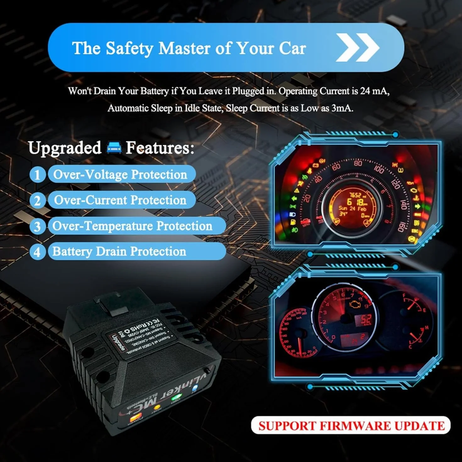 vLinker MC+ Mini Bluetooth OBD II Scanner Adapter Car Diagnostic Scan Tool