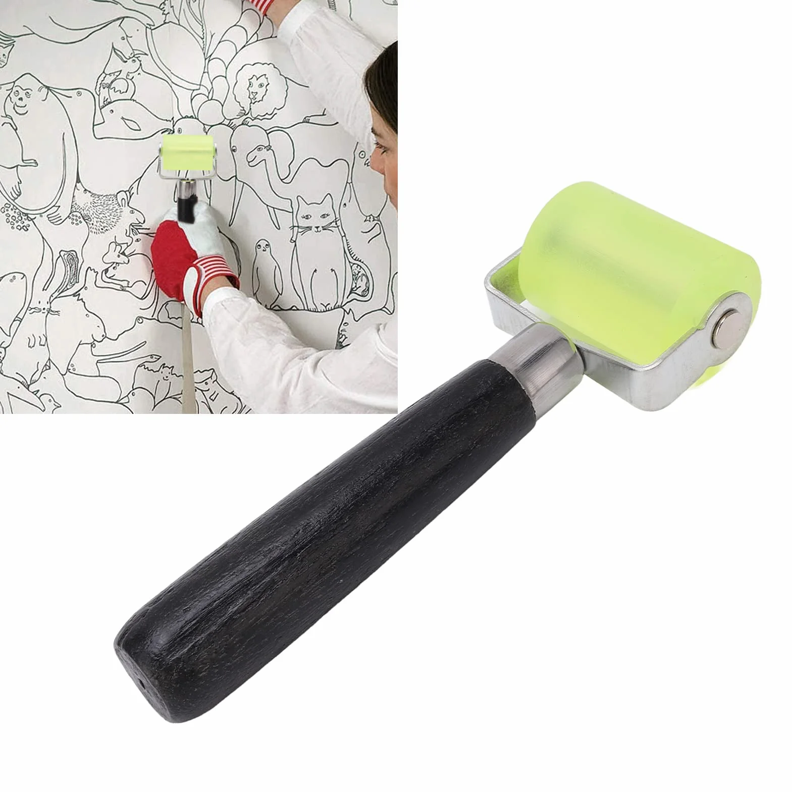 Strumento a Rullo Fonoassorbente per Installazione in Auto – Rullo in Silicone con Manico Legno, Leggero e Facile da Usare (Grande 24 pollici)