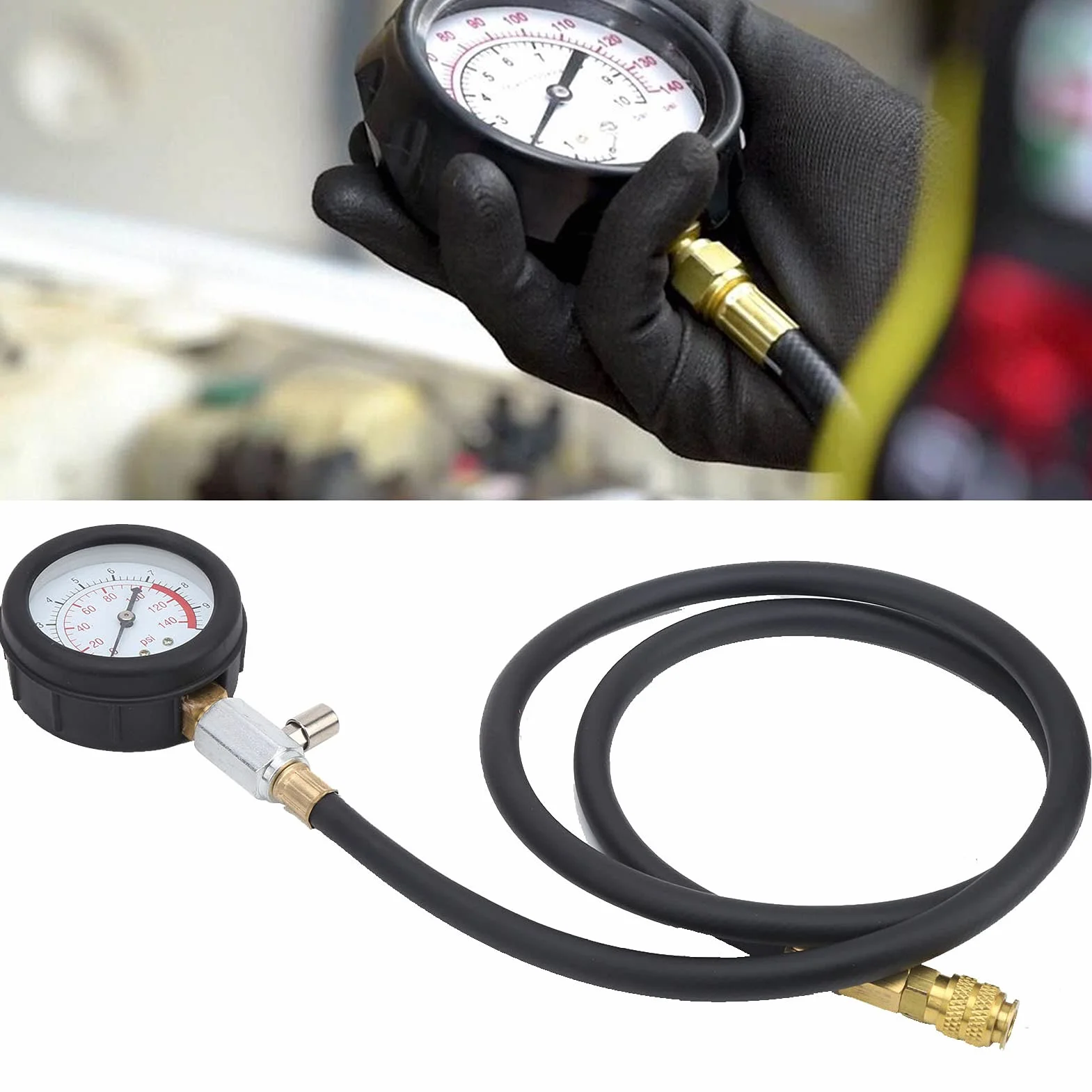 Manometri compressione-,Kit di Strumenti per Test Pressione Olio Motore Yctze, Misuratore di Pressione Olio con Cassetta degli Attrezzi Avviso Olio Basso con Adattatore di Accoppiamento a 90 °