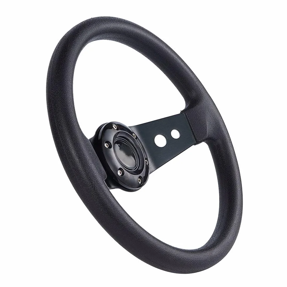 Volante da corsa, Volante Sportivo Universale Volante for auto a 2 razze intenso 320mm diametro universale in pelle di alluminio(Black)