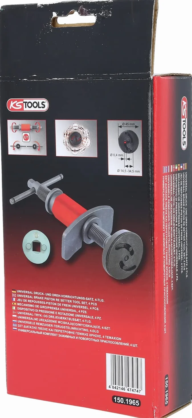 KS Tools 150.1965 Dispositivo di pressione e rotazione universale, 4 pz.