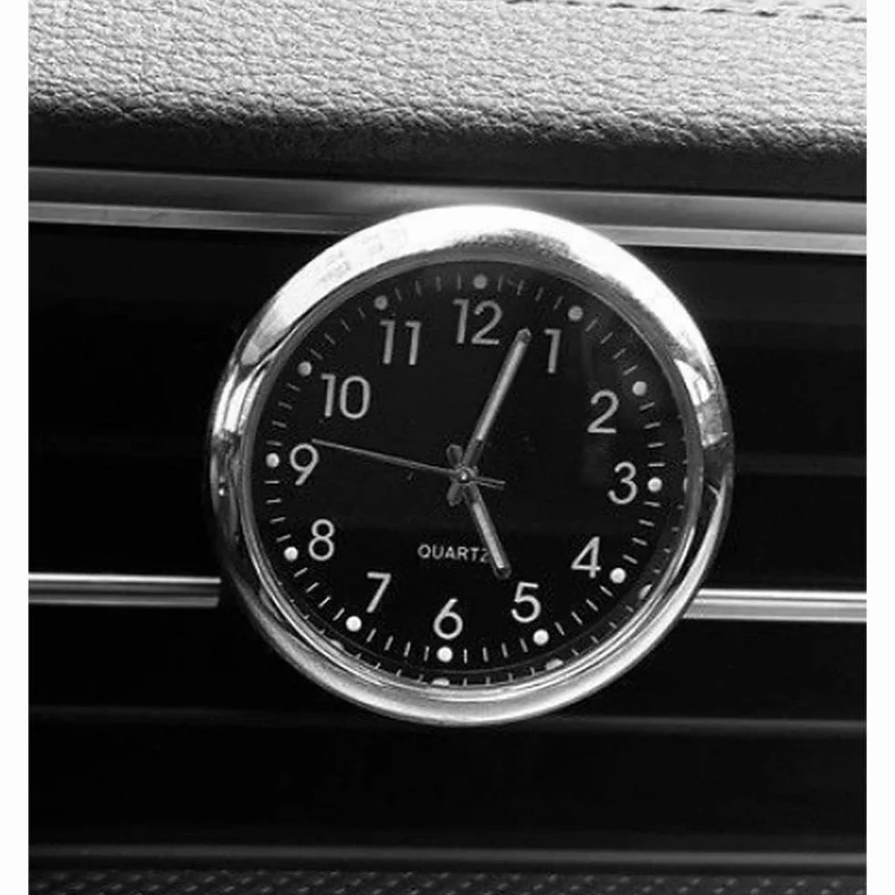 generico Orologio cruscotto Auto con termometro Digitale, Montaggio 40mm Ventilazione o Adesivo, retroilluminazione LED per Interno Auto, Facile Lettura