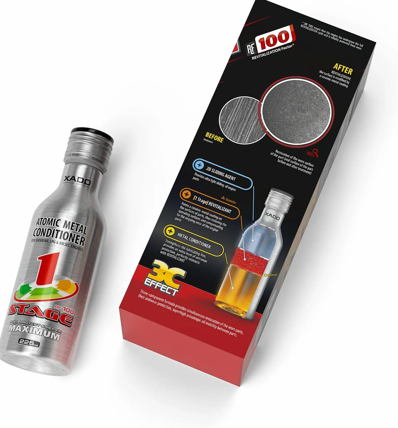 XADO Additivo olio motore riparazione protezione usura Condizionatore Atomico Metallo Revitalizant 1Stage Maximum 225ml