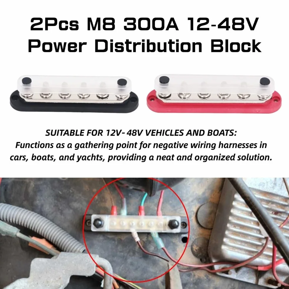 2 Pz M8 300A Bus Bar Piatti in Ottone Terminali in Acciaio Inossidabile Blocco di Distribuzione Dell'alimentazione per Automobili Auto Barche Navi
